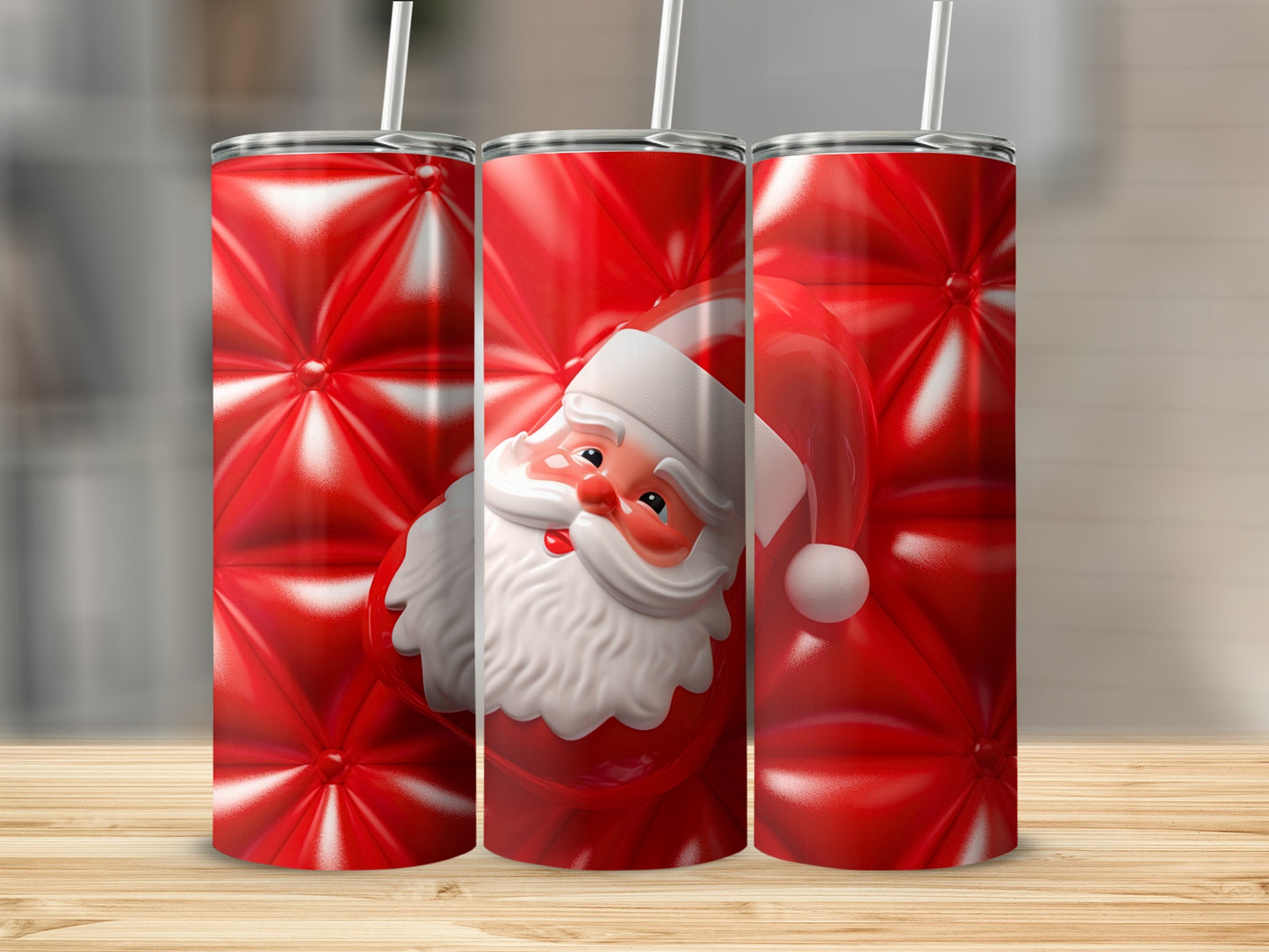 Festive Red Santa Claus Stainless Steel Tumbler