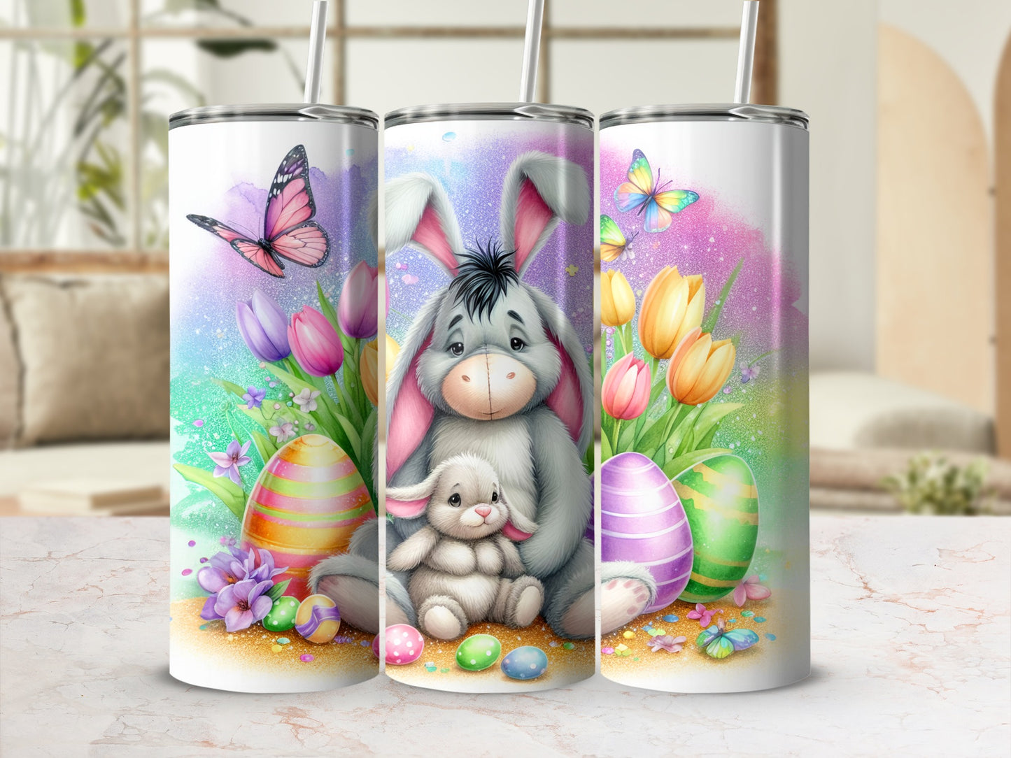 Adorable Bunny and Floral Graphic Easter Tumbler
