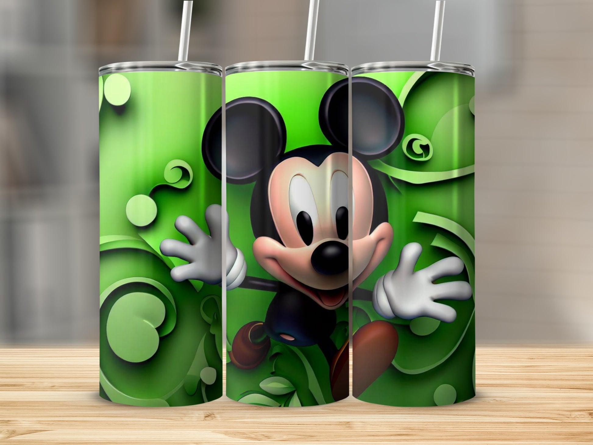 Green Tumbler with Animated Character Design