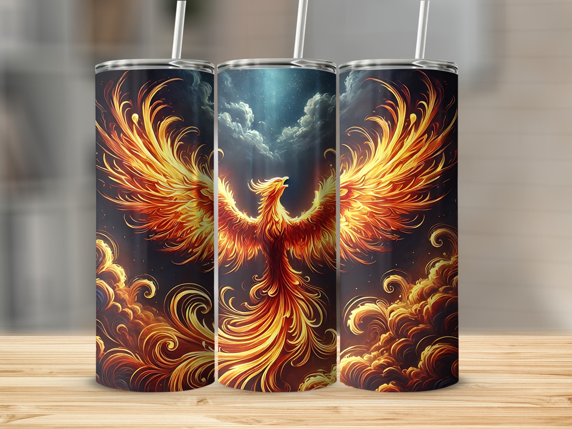 Fiery Phoenix Rising Mythical Bird Art Tumbler product type