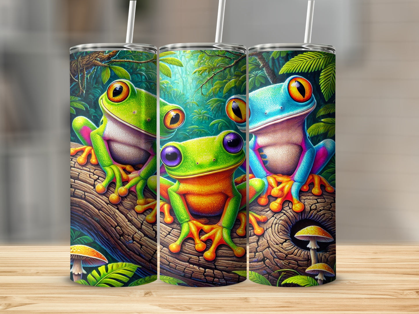 Colorful Frogs in Jungle Art Stainless Steel Tumbler