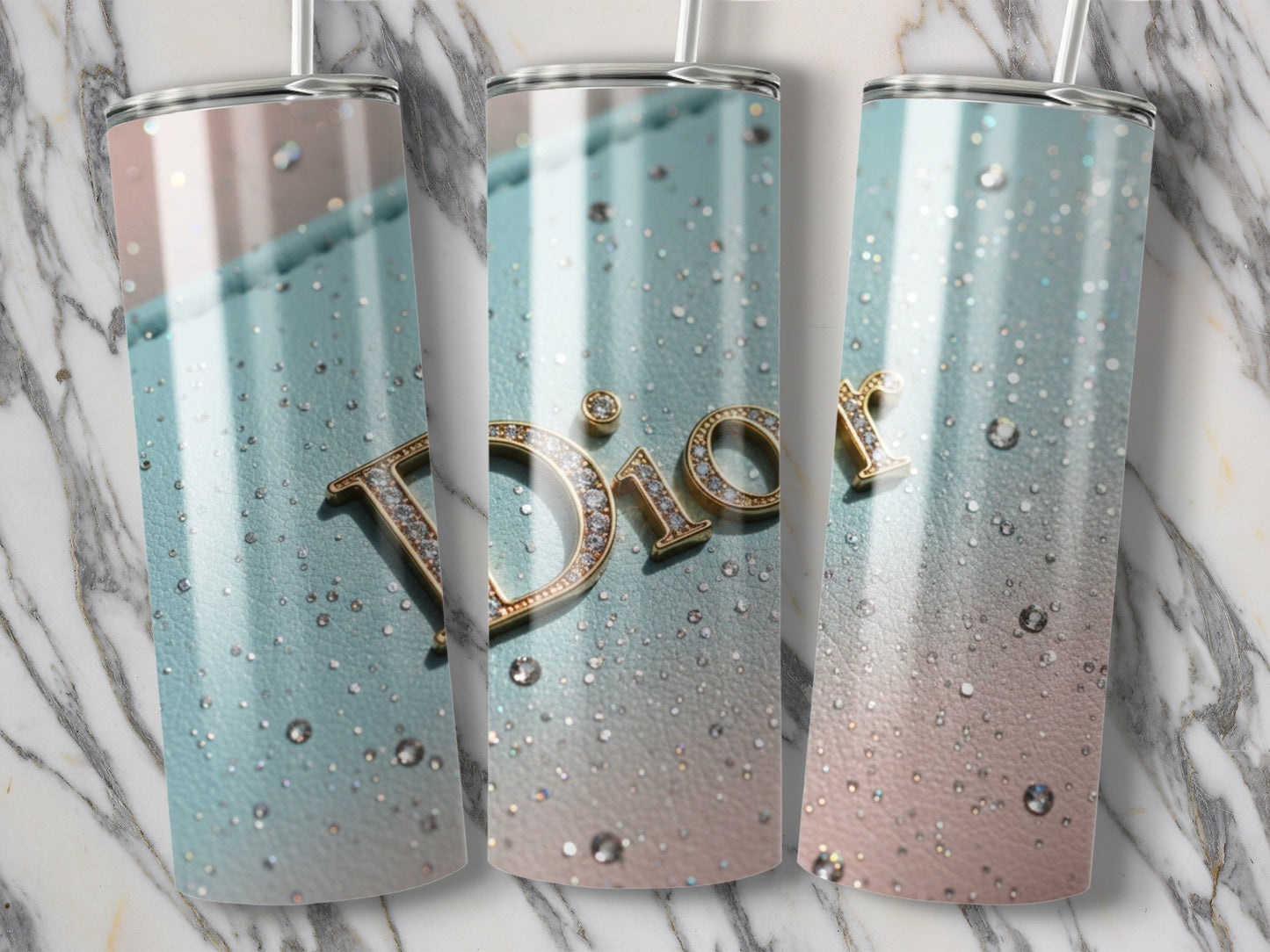 Dior Logo Sparkles On An Ombre Background Tumblers