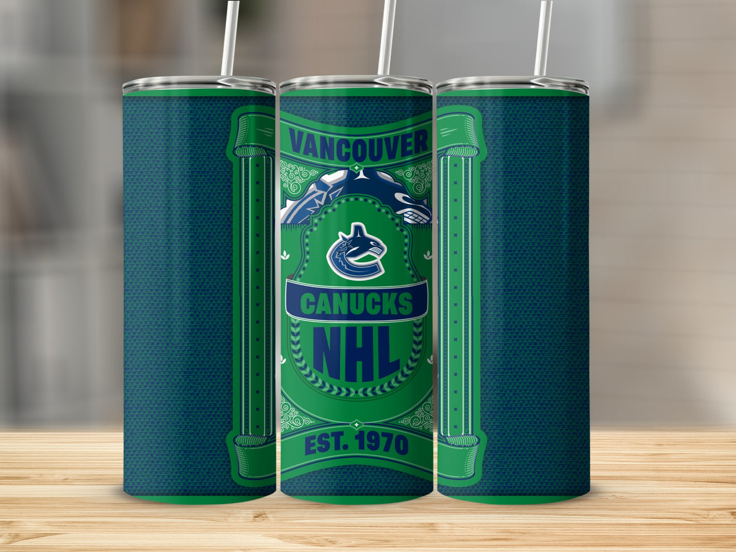 Vancouver Canucks NHL Est 1970 Logo Art Tumbler