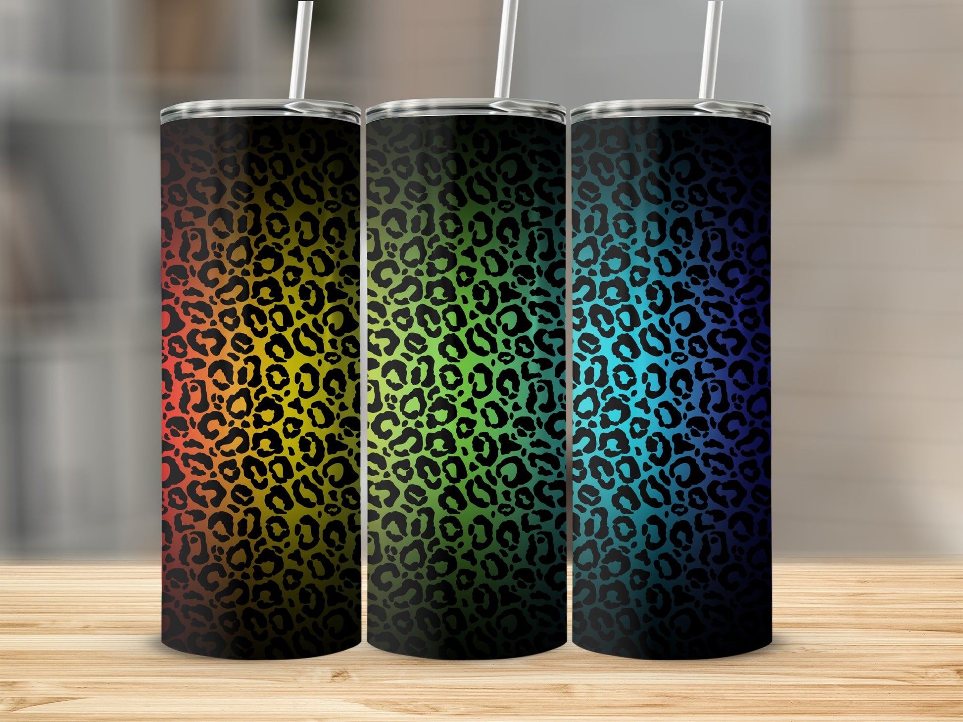 Rainbow Leopard Gradient Pattern Tumbler product type