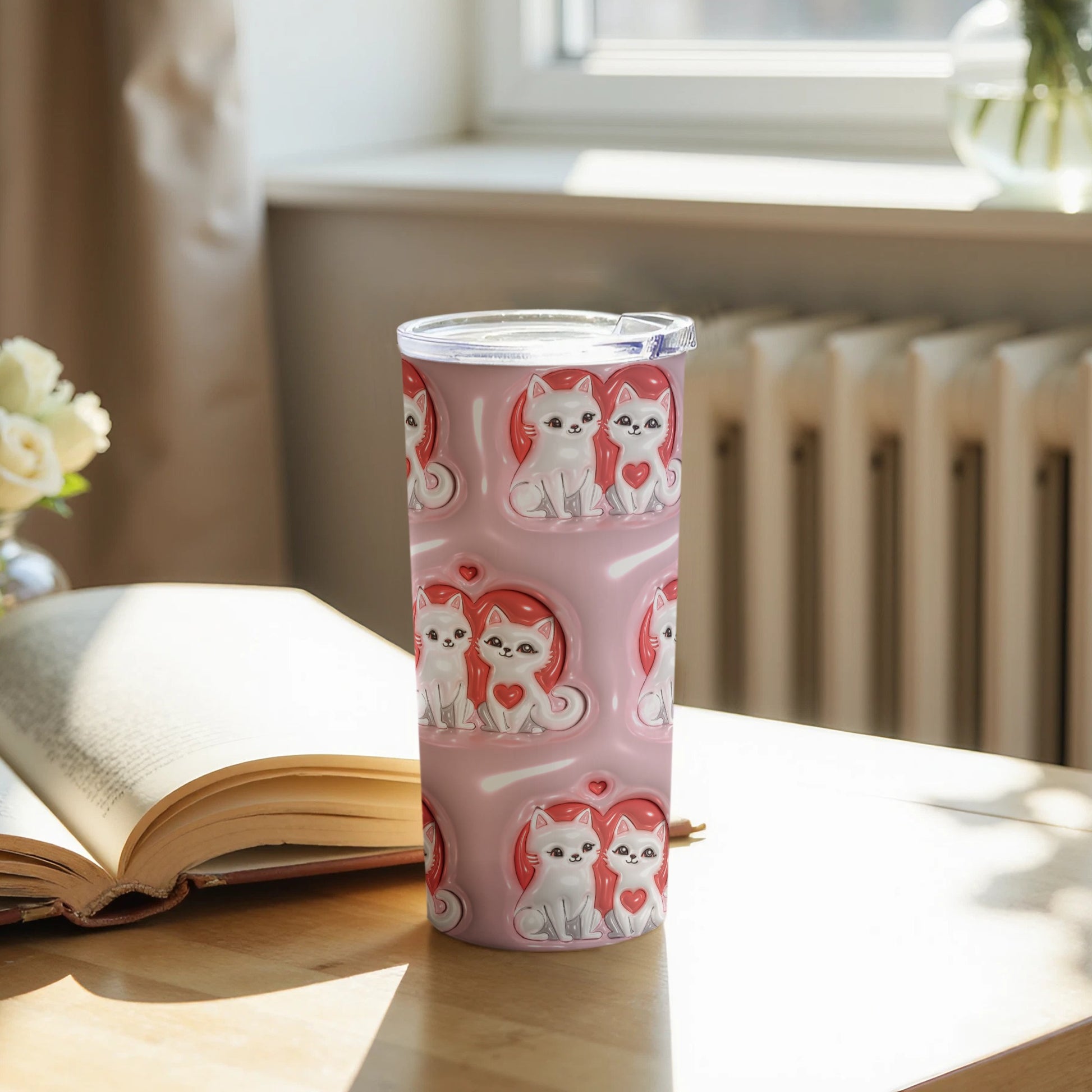 Adorable Cat Print Insulated Tumbler for Your Drinks
