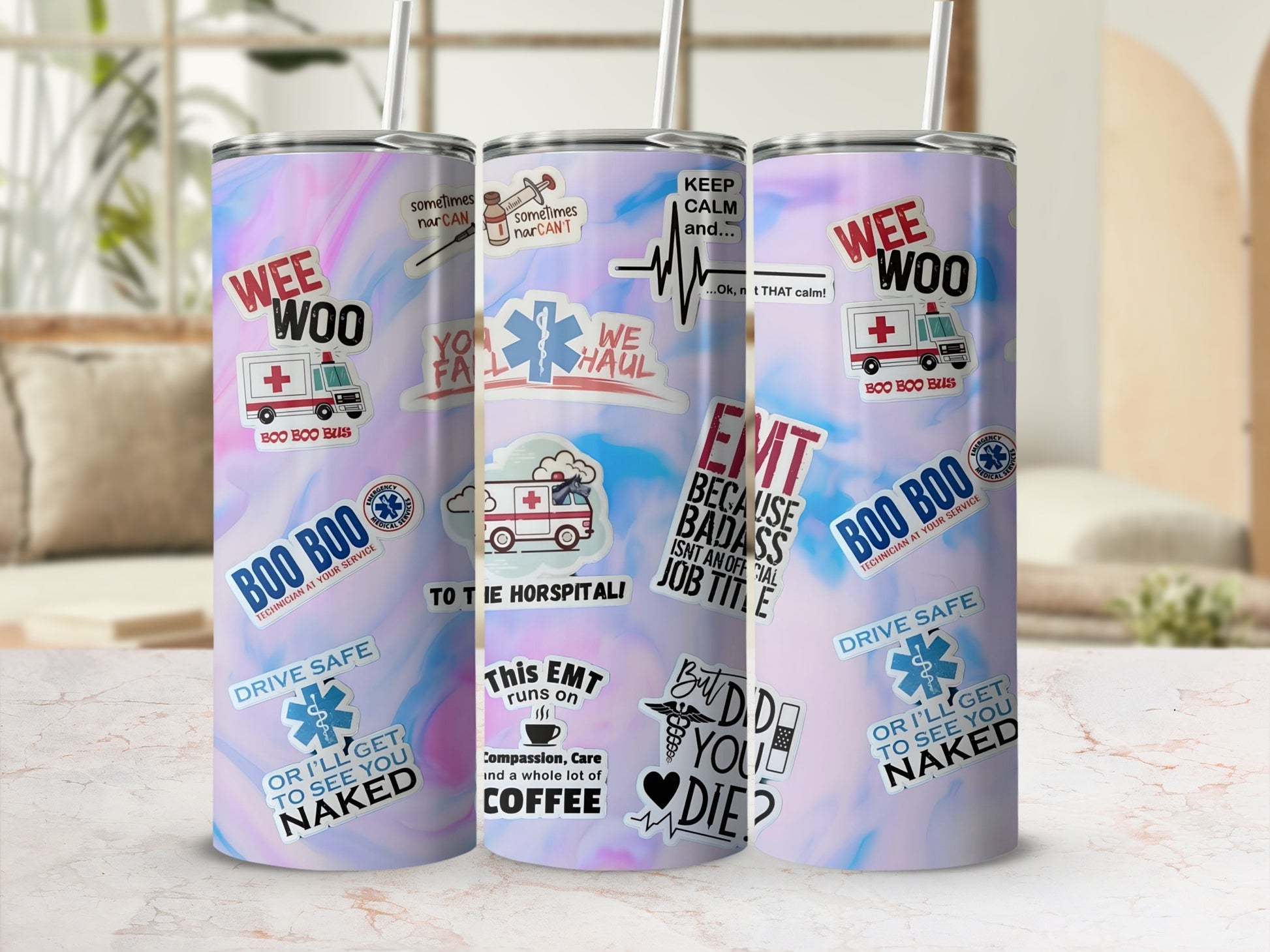 EMT Themed Insulated Travel Tumbler with Medical Humor