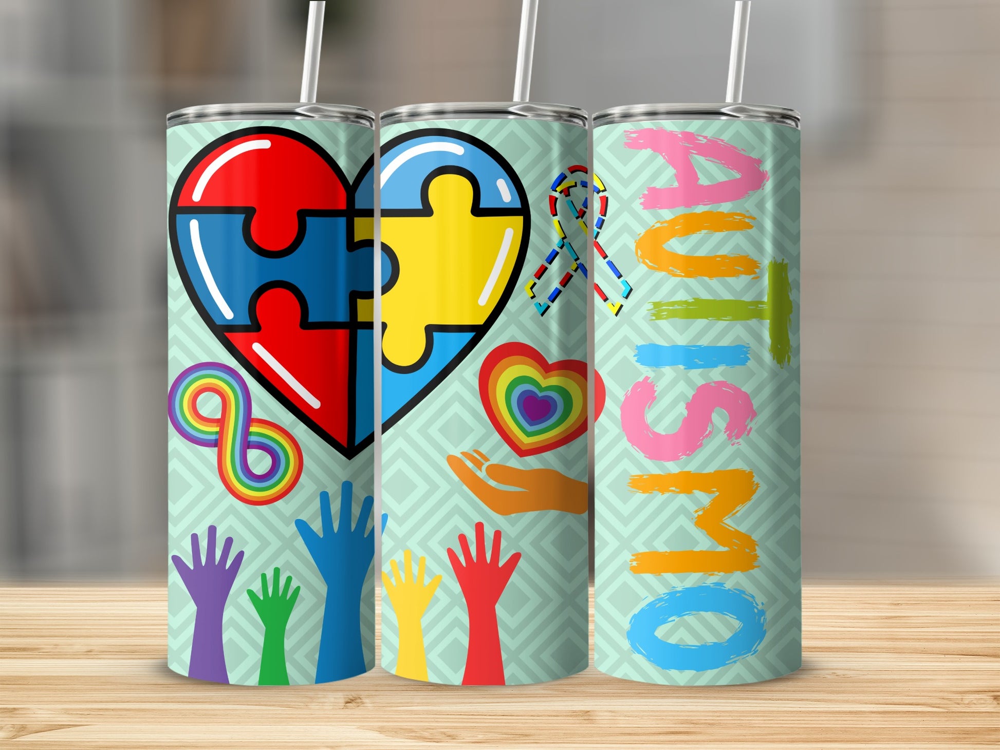 Autism Awareness Themed Tumbler With Colorful Design