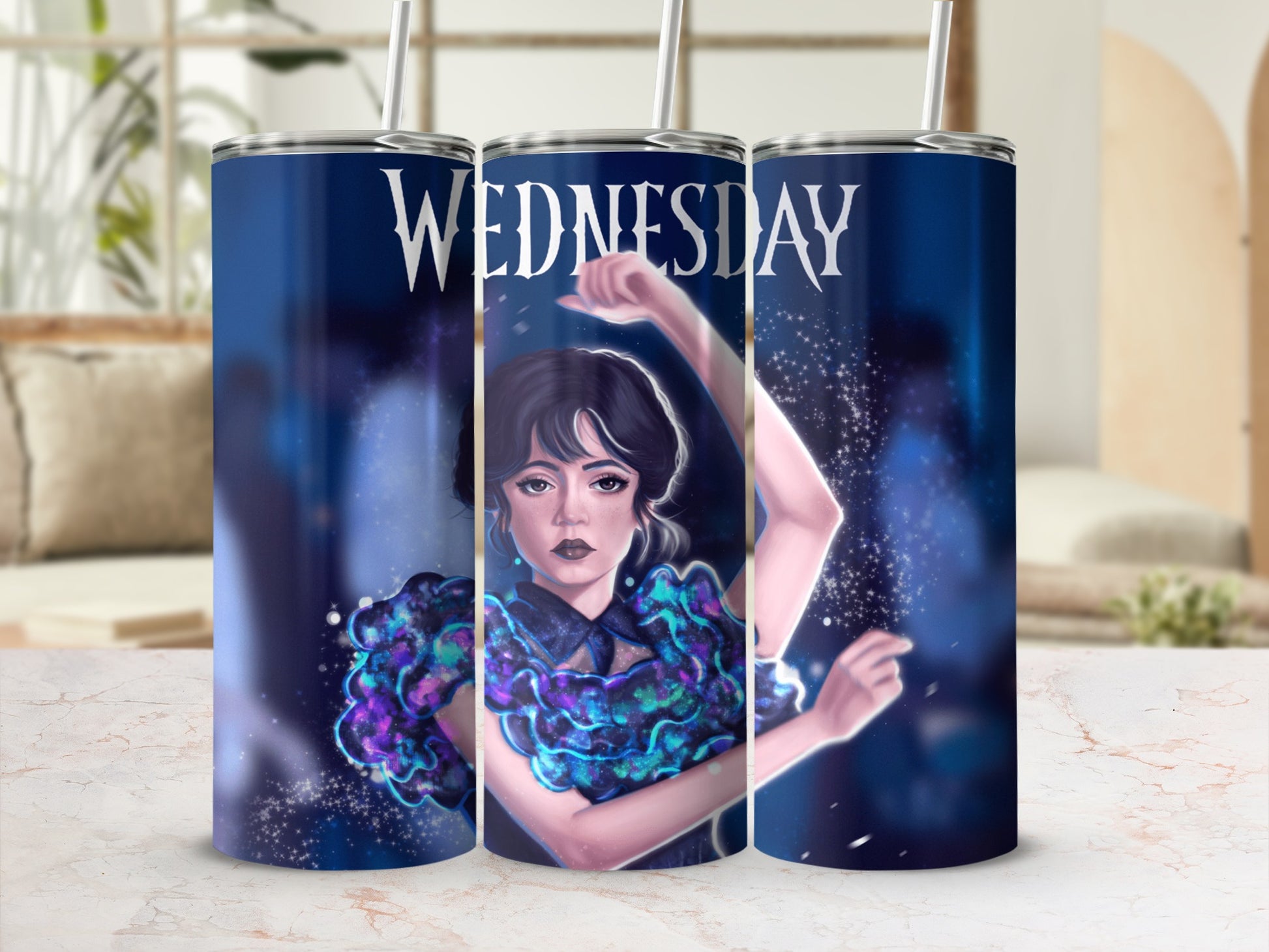 Wednesday Character Blue Themed Tumbler Product