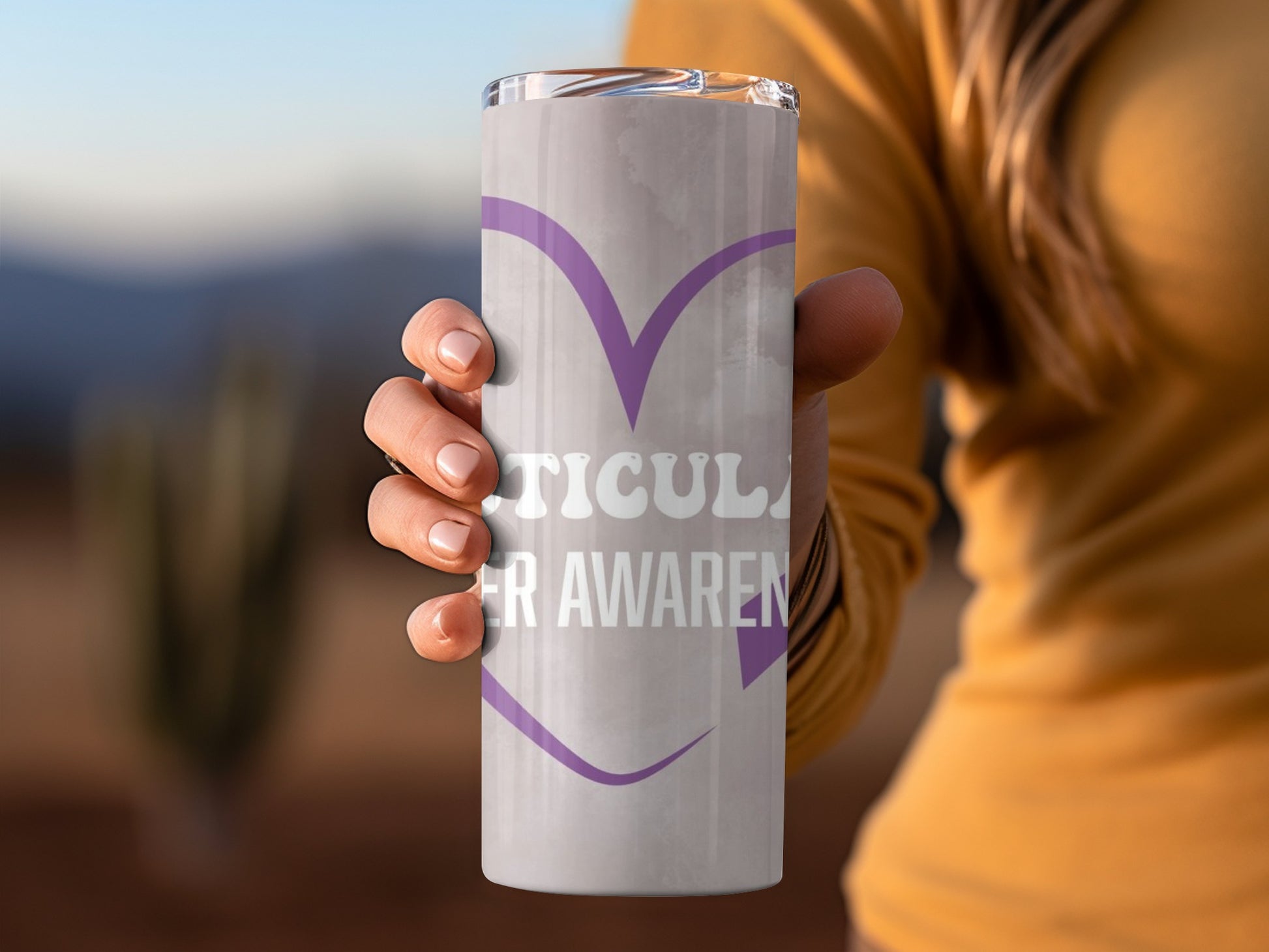 Testicular Cancer Awareness Purple Ribbon Tumbler