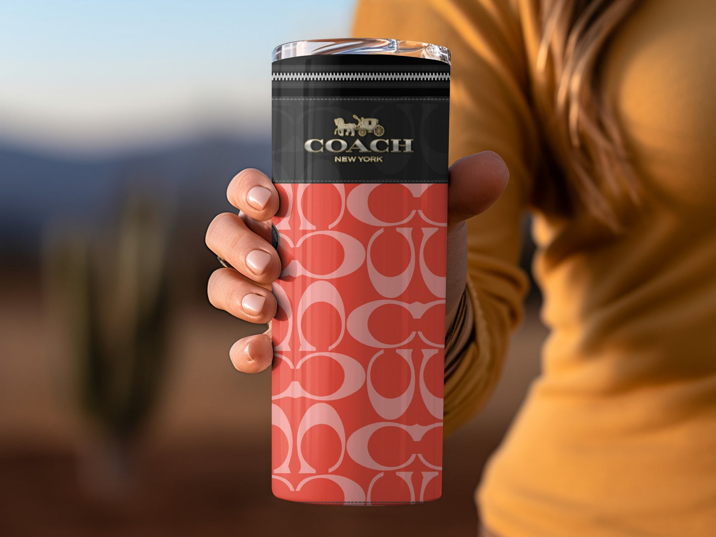 Coach New York Signature Pink Tumbler Flask