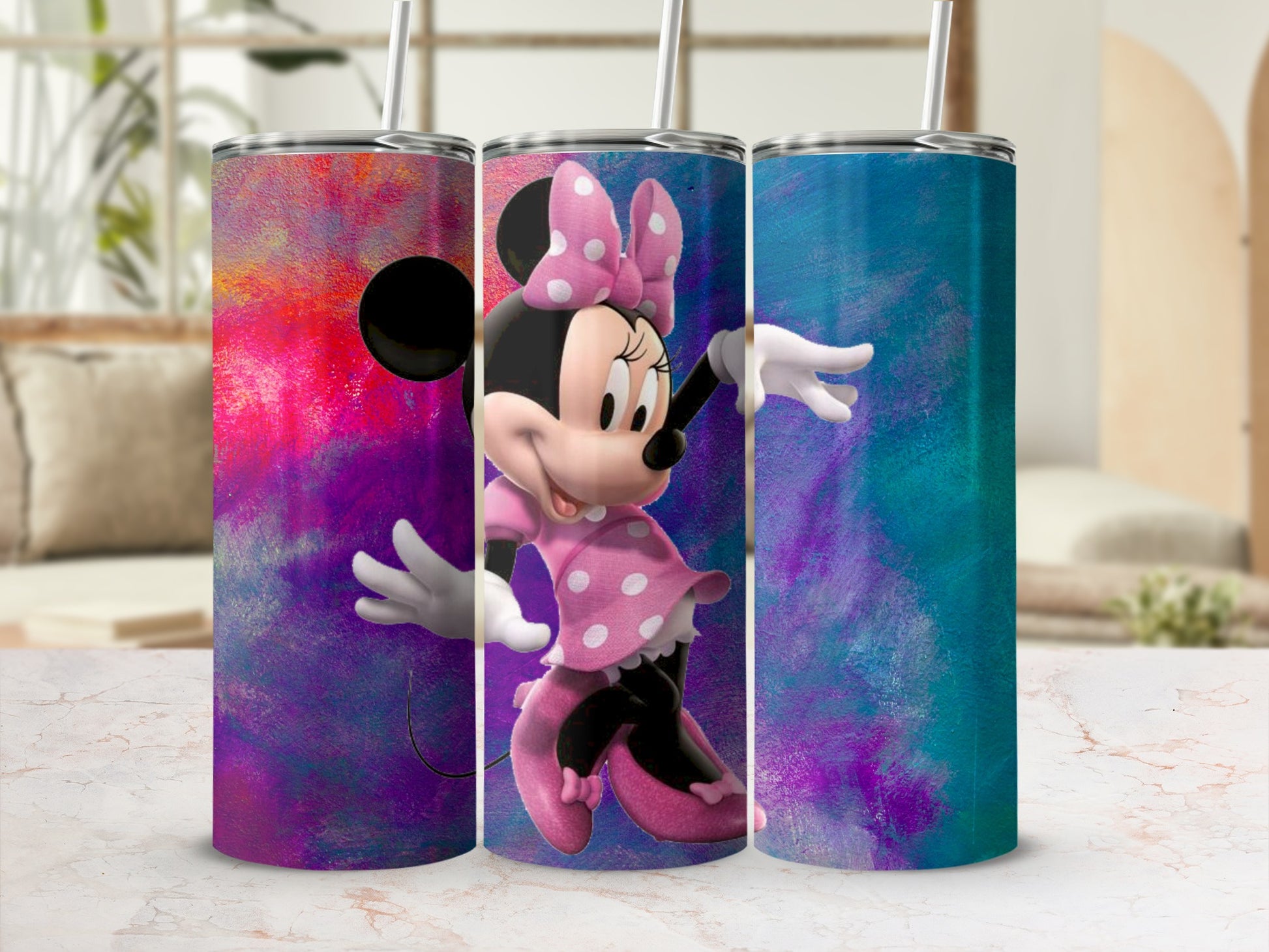 Minnie Mouse Vibrant Artwork Travel Tumbler