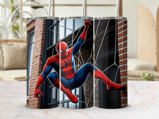 Spider-Man Inspired Tumbler with Web Design Drinkware