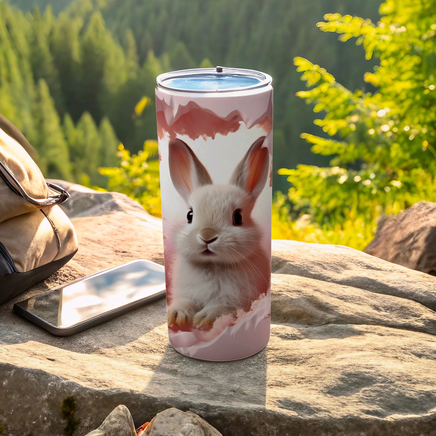 Adorable Rabbit Print Insulated Travel Tumbler