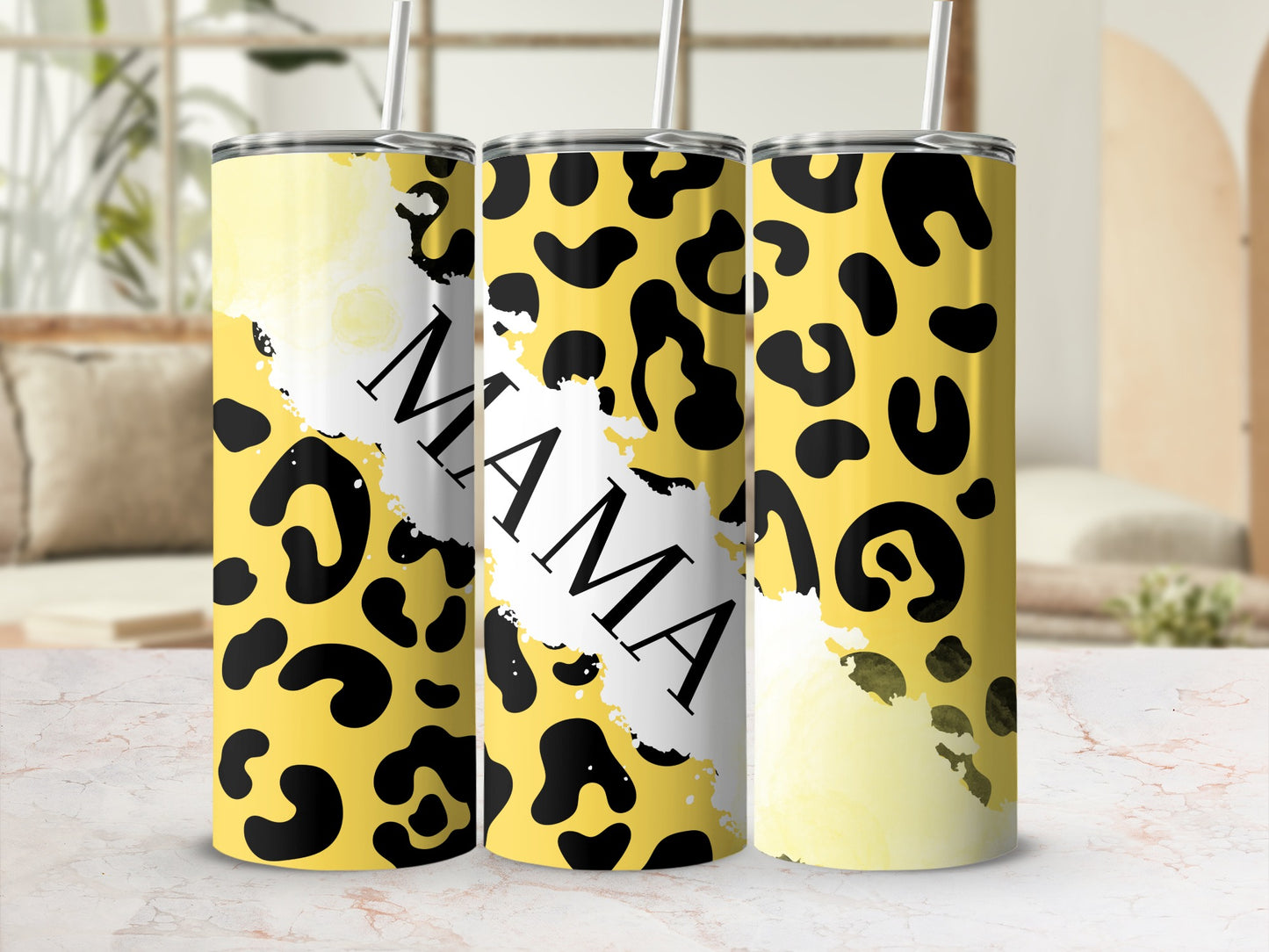 Leopard Print Mama Design Insulated Tumbler Cup