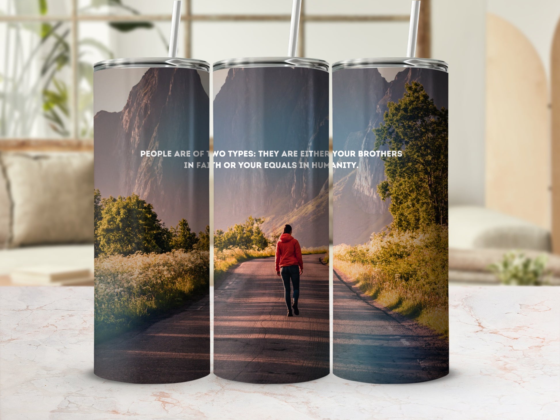 Inspirational Scenic Path Travel Mug Tumbler Set