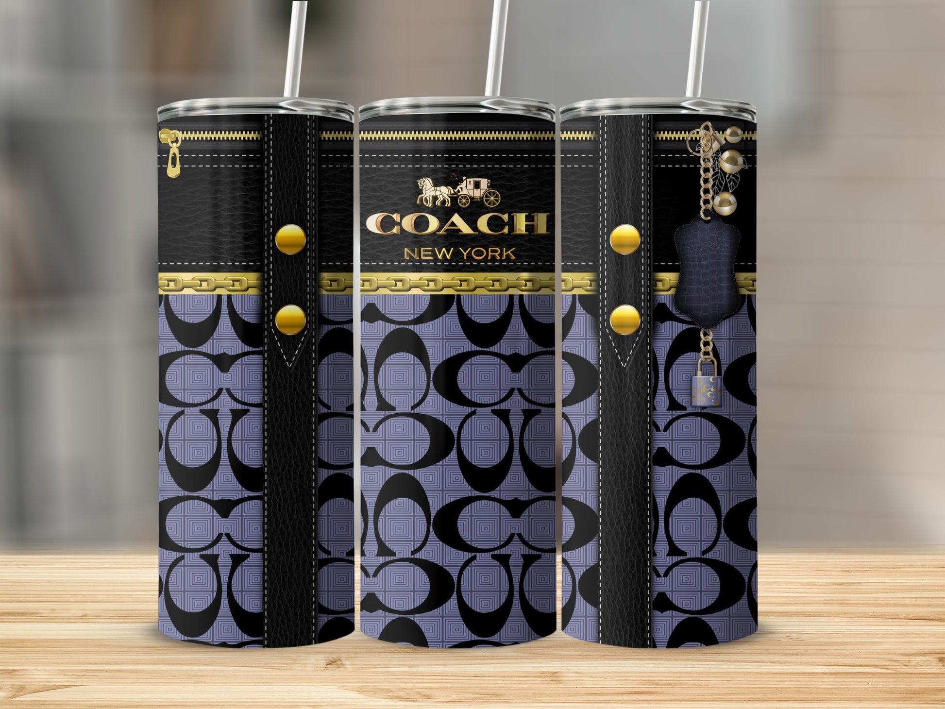 Stylish Coach New York Patterned Tumbler Cup