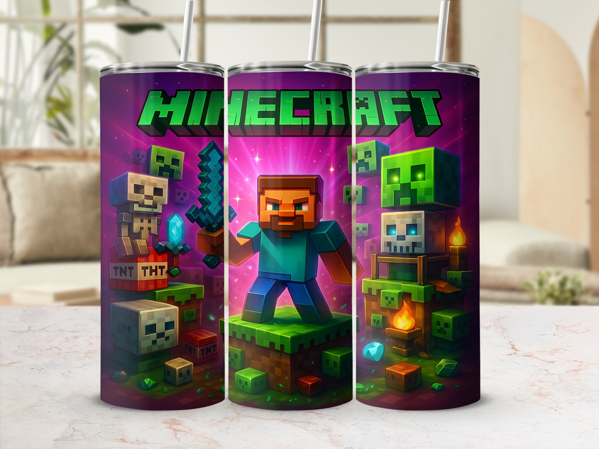 Minecraft Inspired Character and Blocks Design Tumbler
