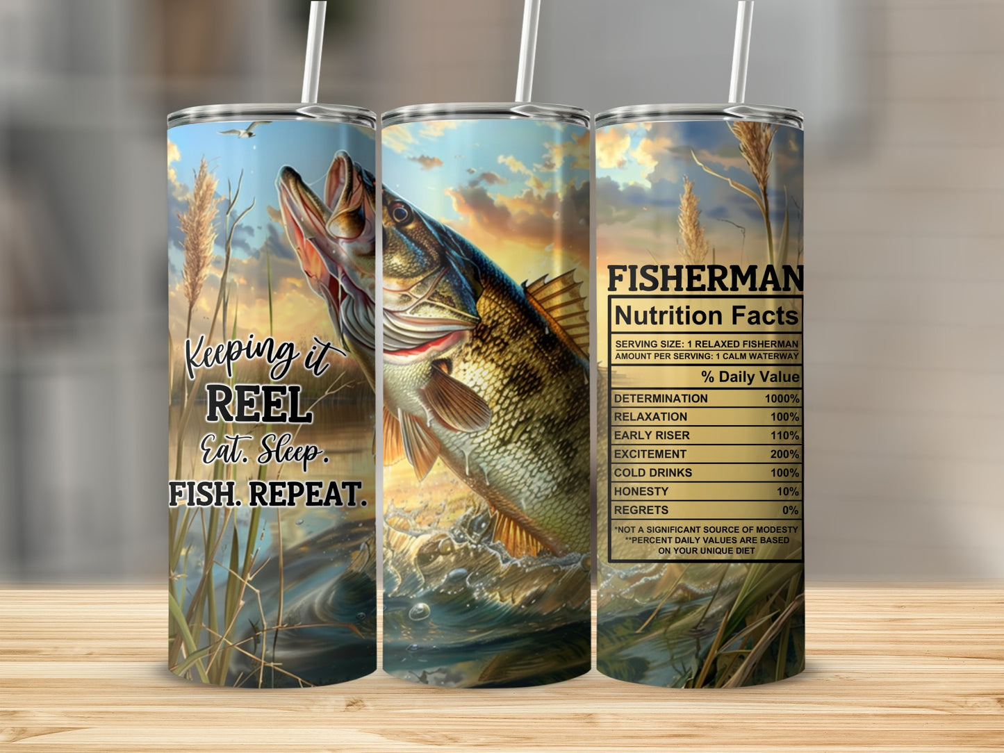 Keeping it REEL Eat Sleep FISH REPEAT Fisherman Tumblers