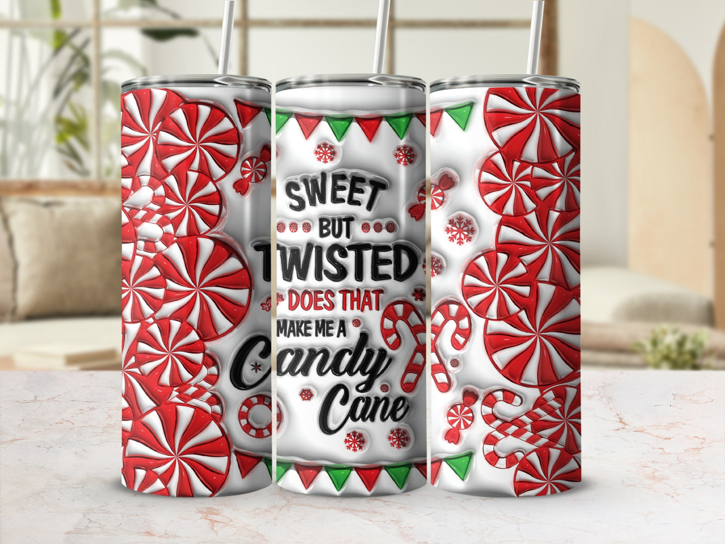 Sweet But Twisted Candy Cane Themed Tumbler
