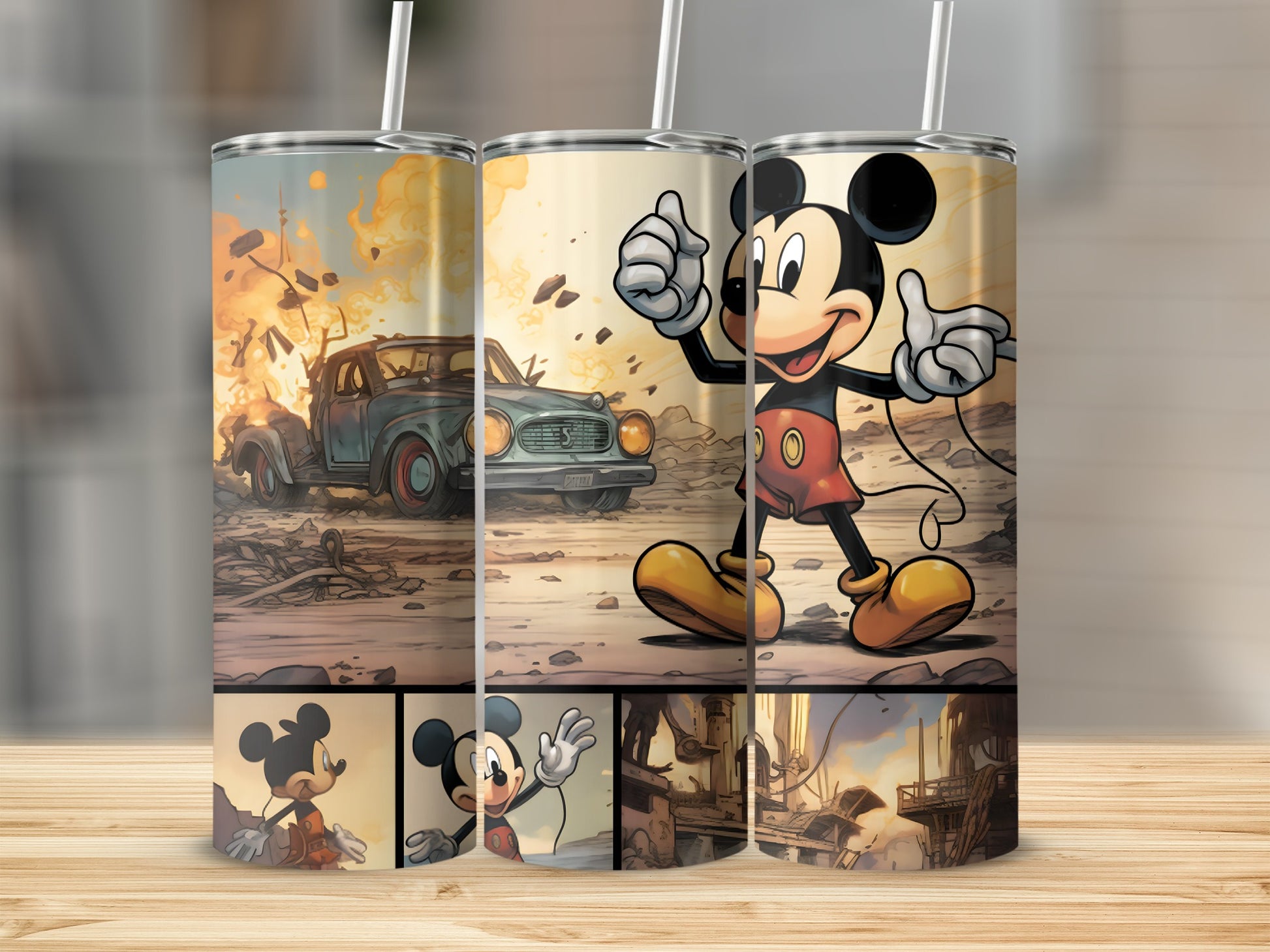 Vintage Cartoon Character Explosion Scene Tumbler