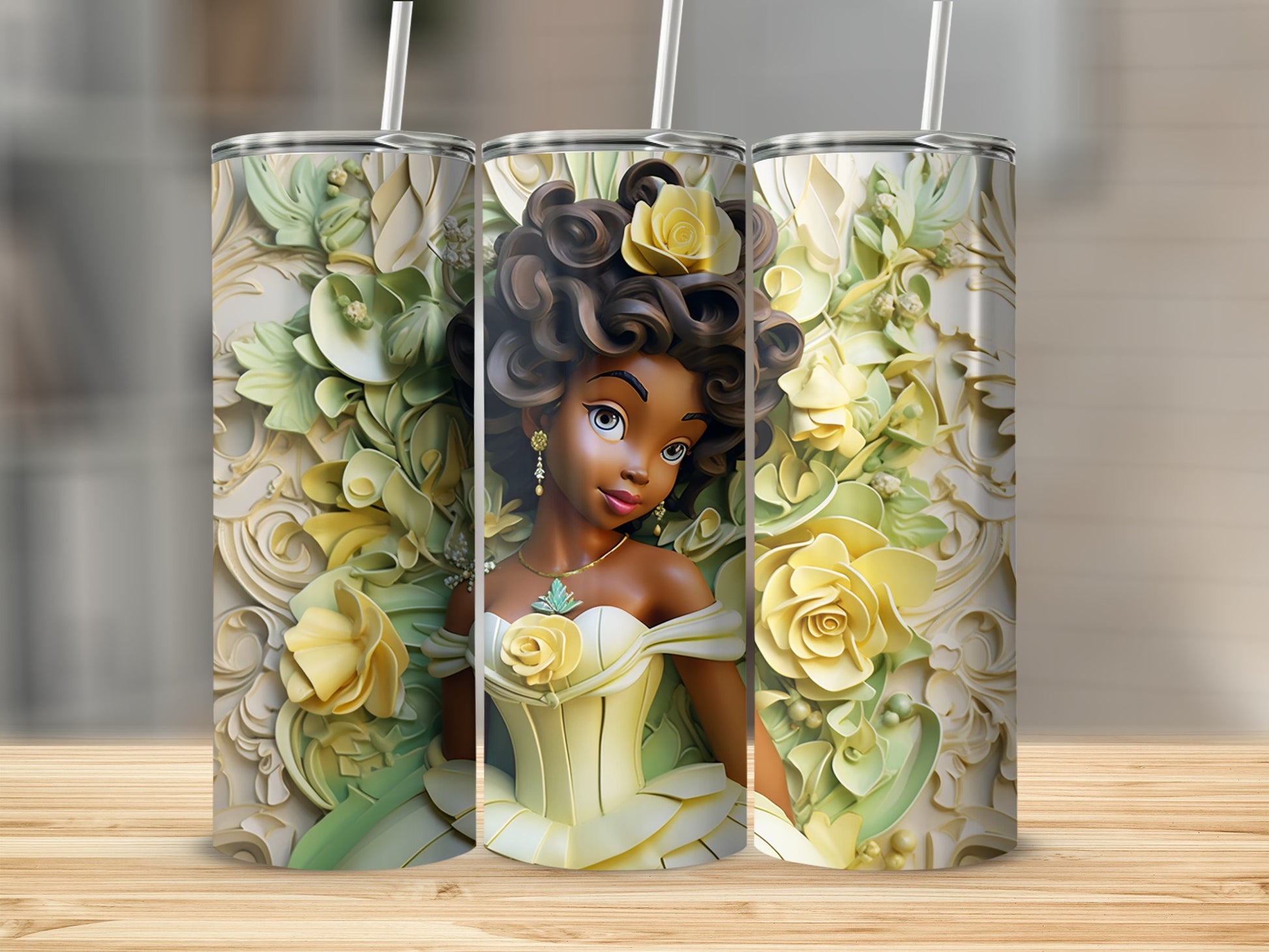 Elegant Floral Princess Art on Tumbler