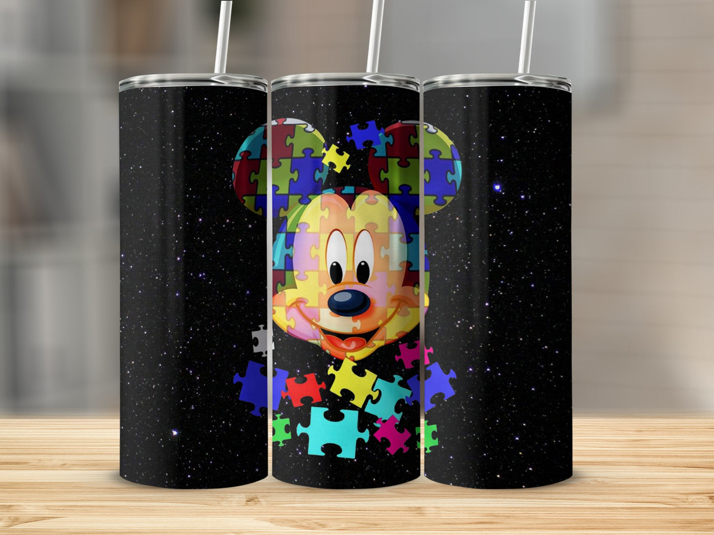 Colorful Puzzle Pieces and Character Design Tumbler