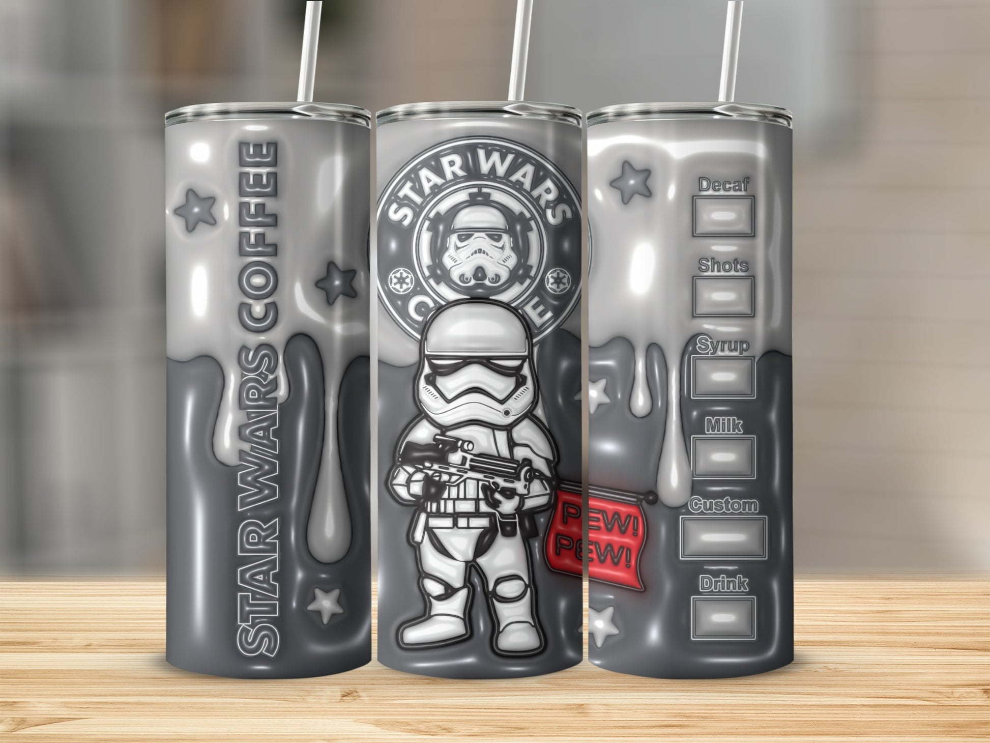 Star Wars Coffee Themed Insulated Tumbler with Stormtrooper
