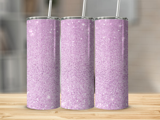 Sparkling Glitter Purple Tumbler with Straw