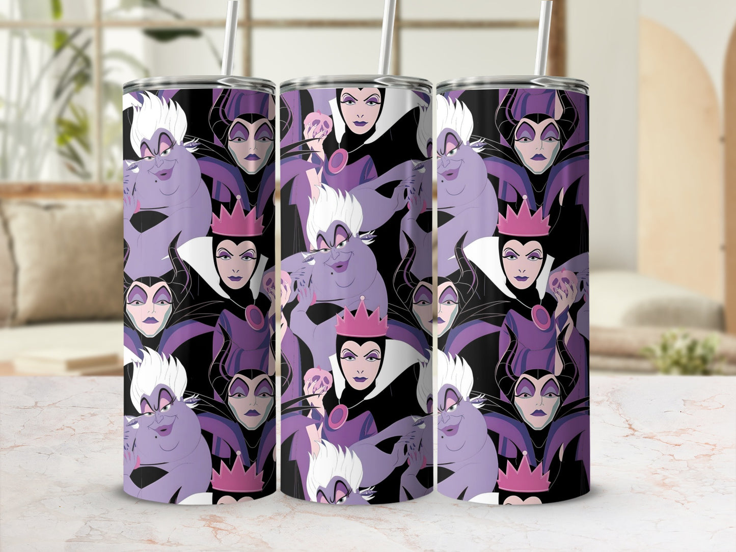 Dark Fairytale Villains Tumbler Cup with Straws