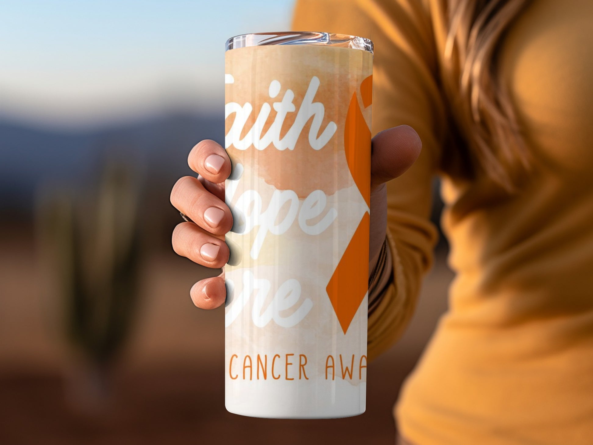 Faith Hope Love Cancer Awareness tumbler