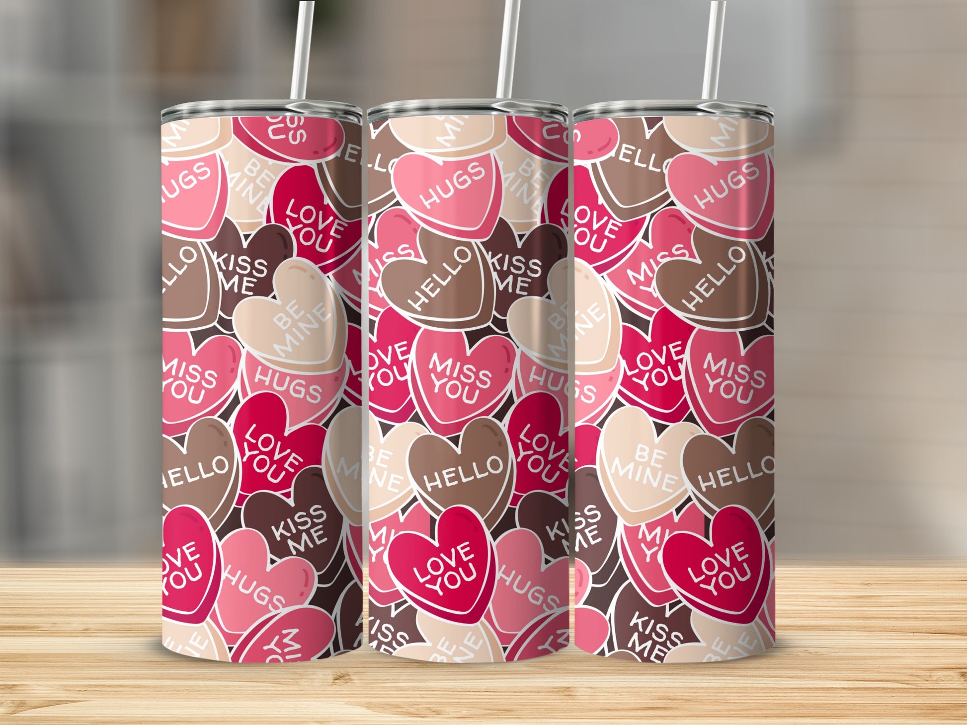 Cute Valentine's Day Heart Patterned Tumbler for Gifts