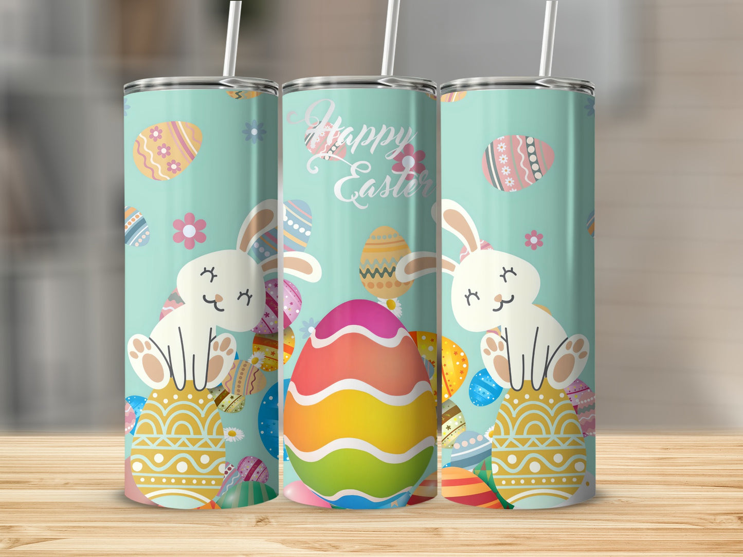 Happy Easter Bunny and Colorful Eggs Tumbler Gift