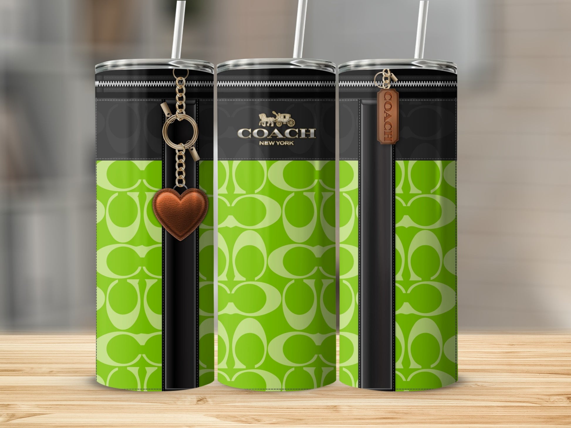 Stylish Green Coach New York Patterned Tumbler