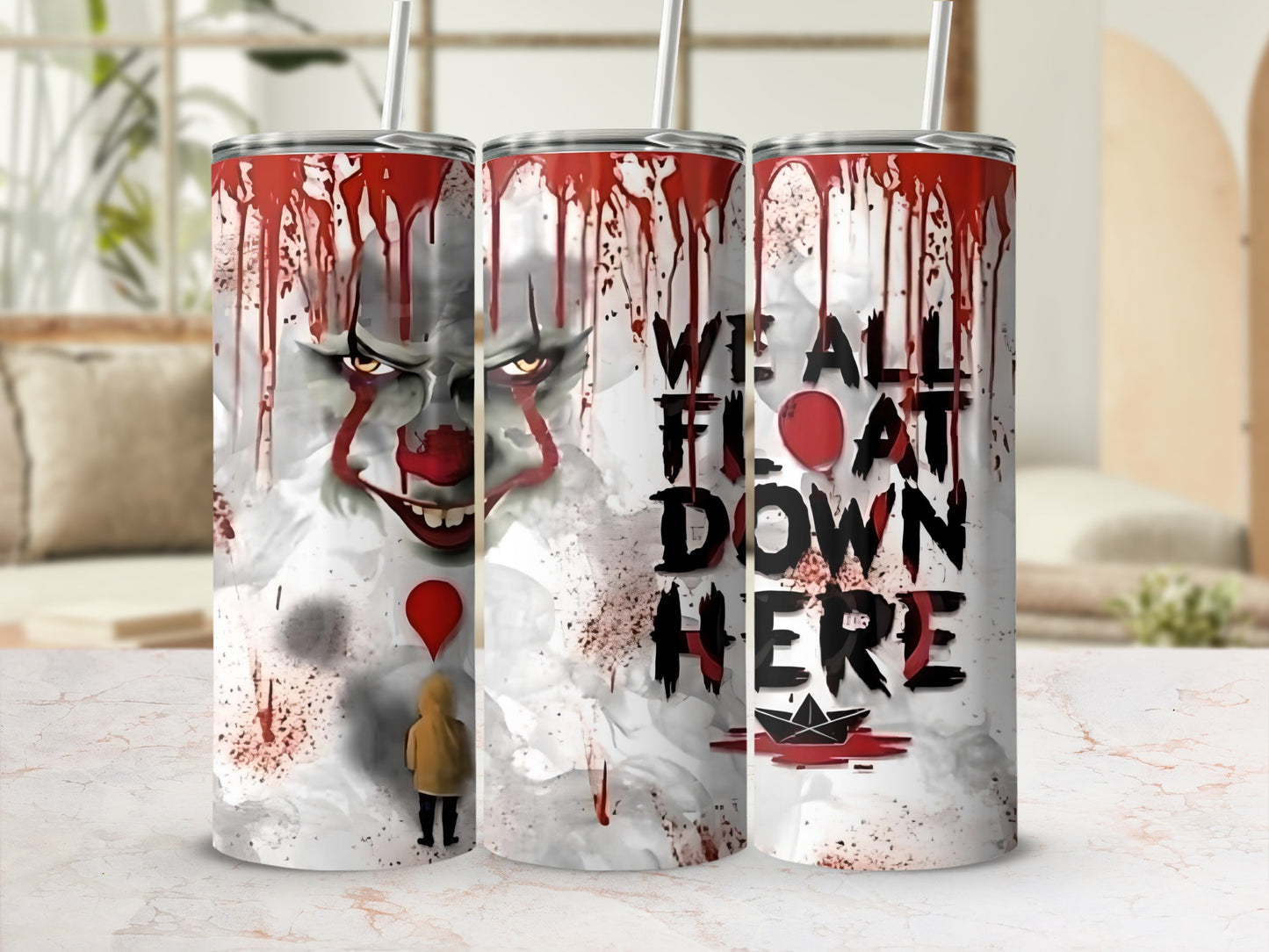 Creepy Clown We All Float Down Here Tumbler