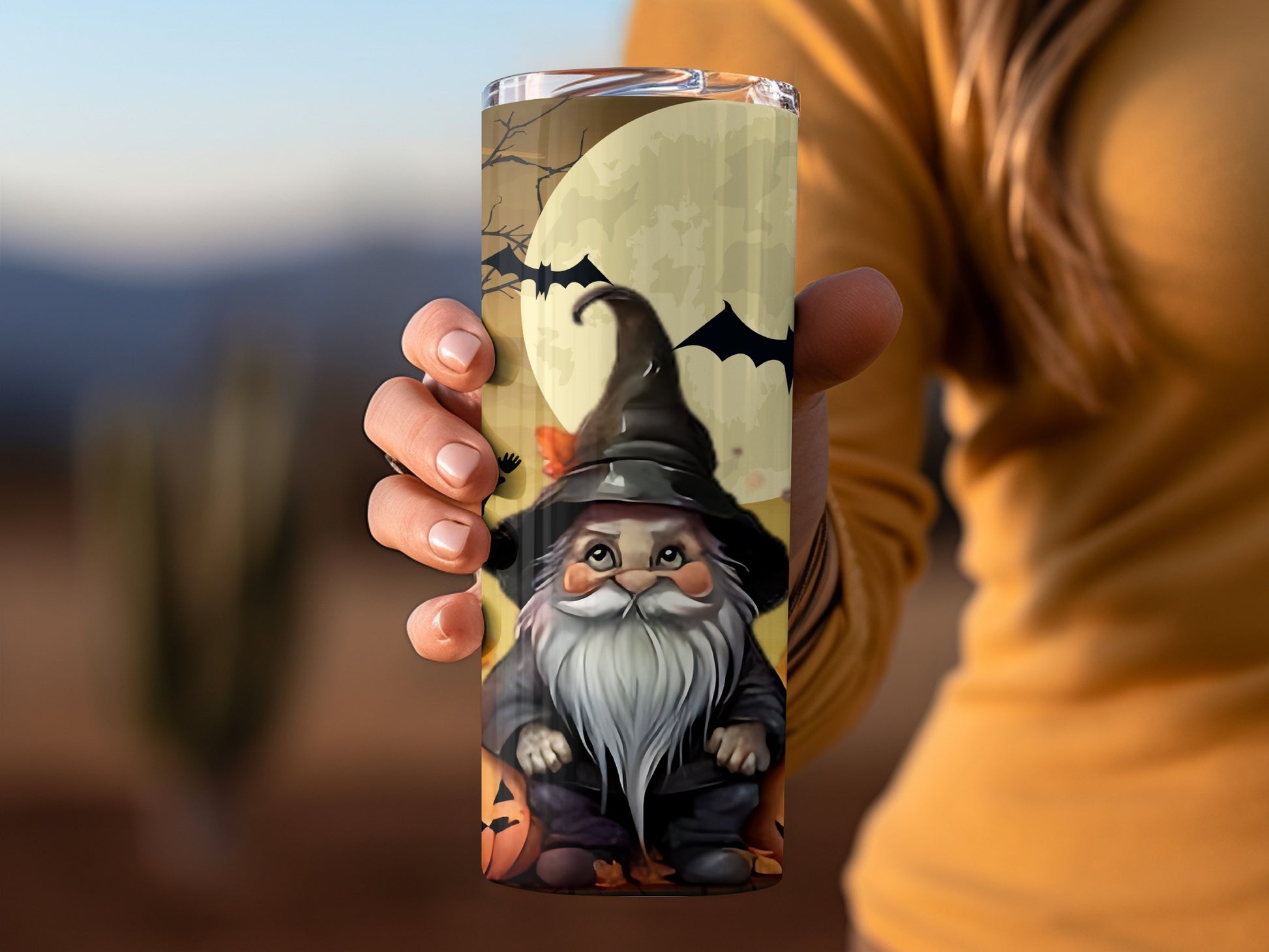 Halloween Gnome Wizard Themed Tumbler for Halloween Enthusiasts