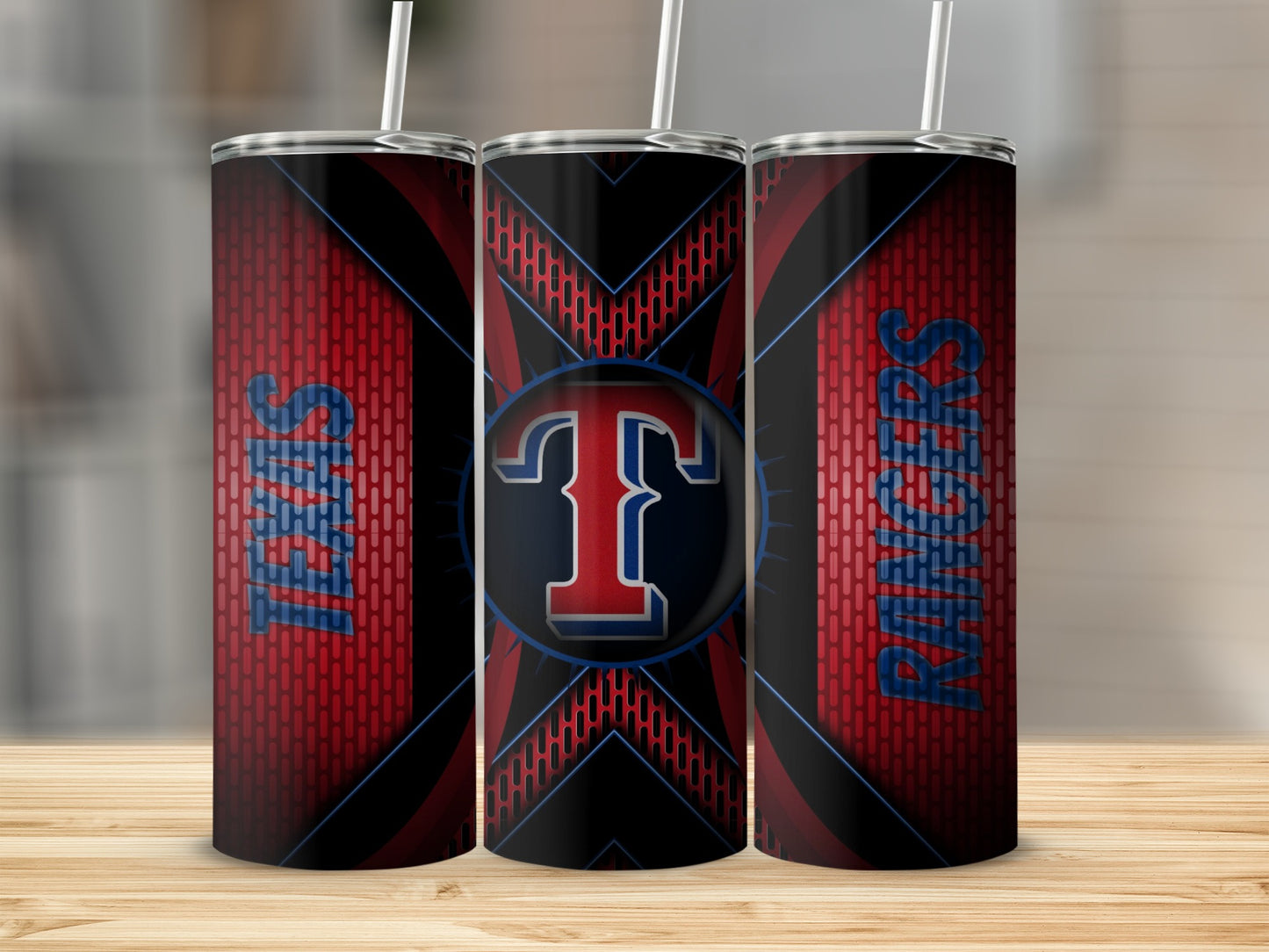 Texas Rangers Logo Abstract Pattern Design Sports Tumblers