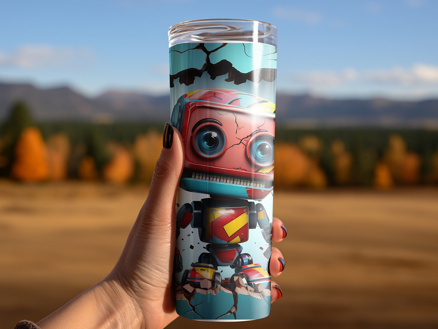 Colorful Robot Design Leak Proof Tumbler