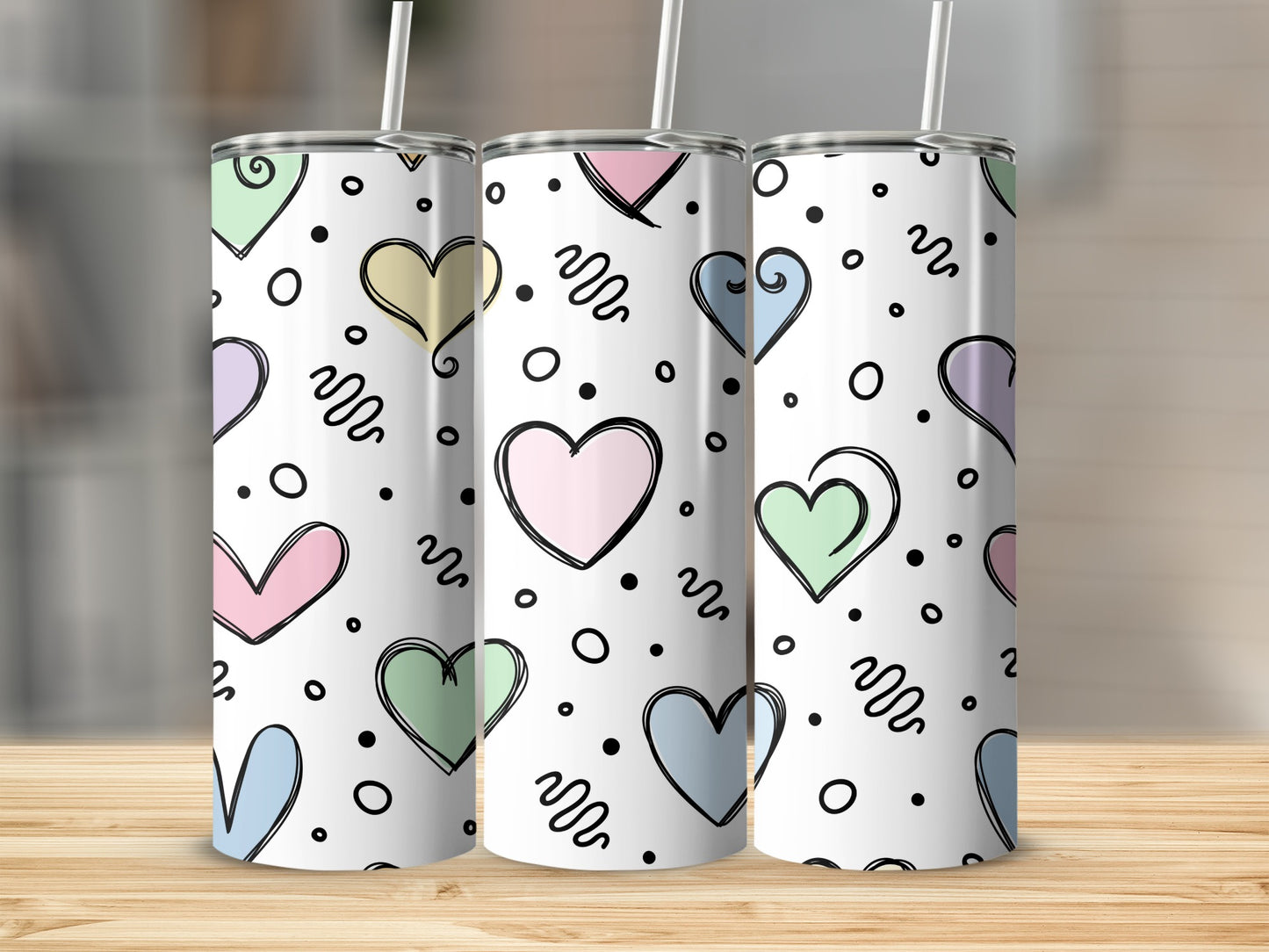 Pastel Hearts and Dots Pattern Tumbler product