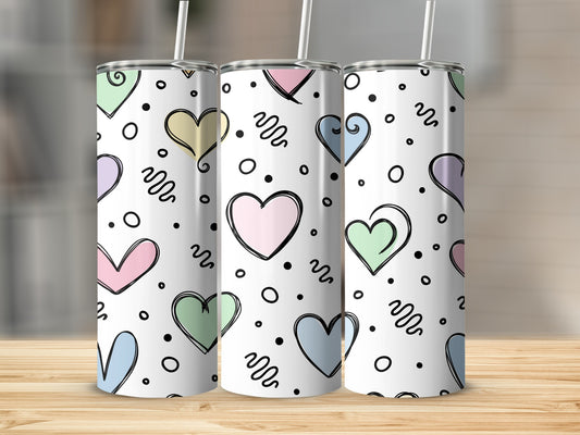 Pastel Hearts and Dots Pattern Tumbler product