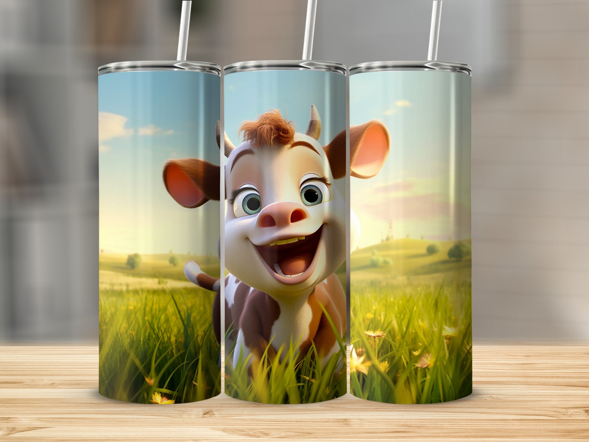 Adorable Cartoon Cow Design Insulated Tumbler