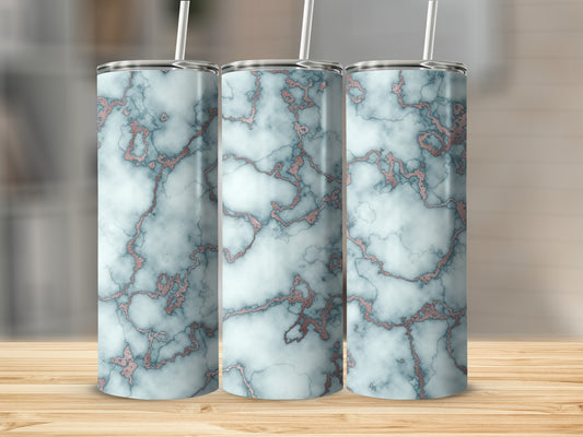 Light Blue with Rose Gold Marble Veins Style Tumblers