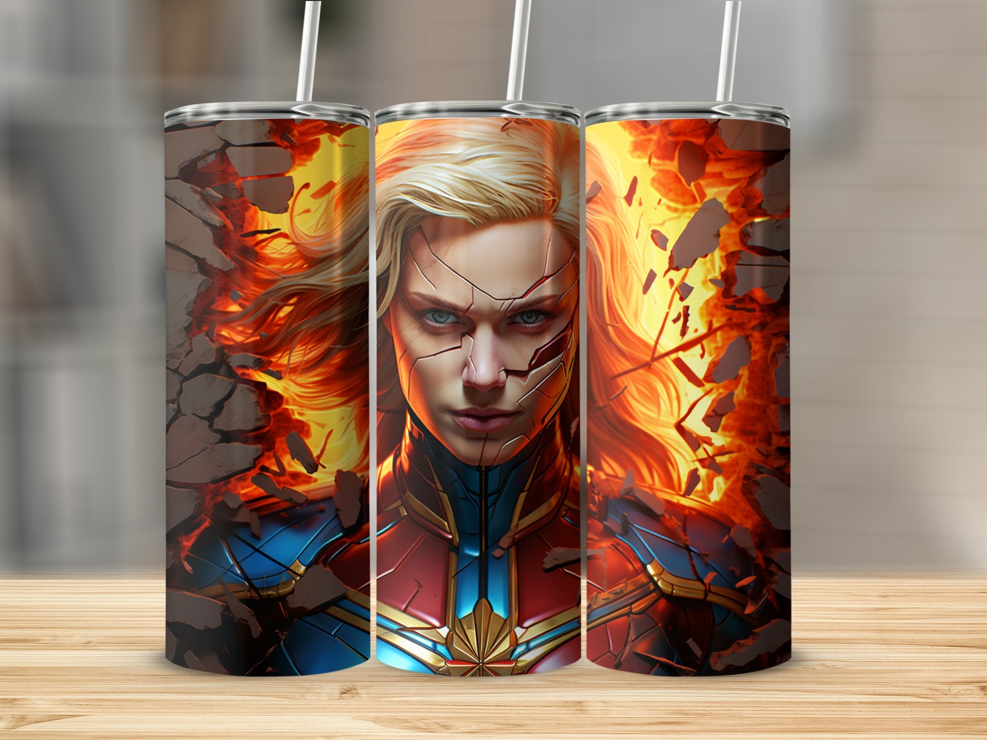 Vibrant Captain Marvel Tumbler for Marvel Enthusiasts