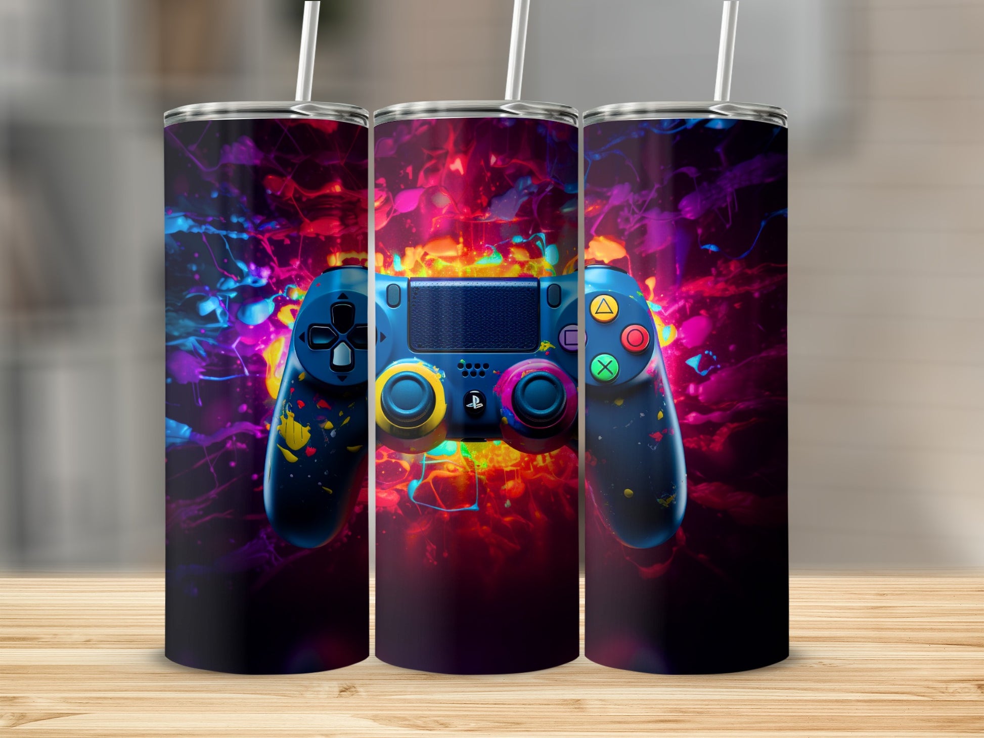 Vibrant Gaming Controller Tumbler for Gamers