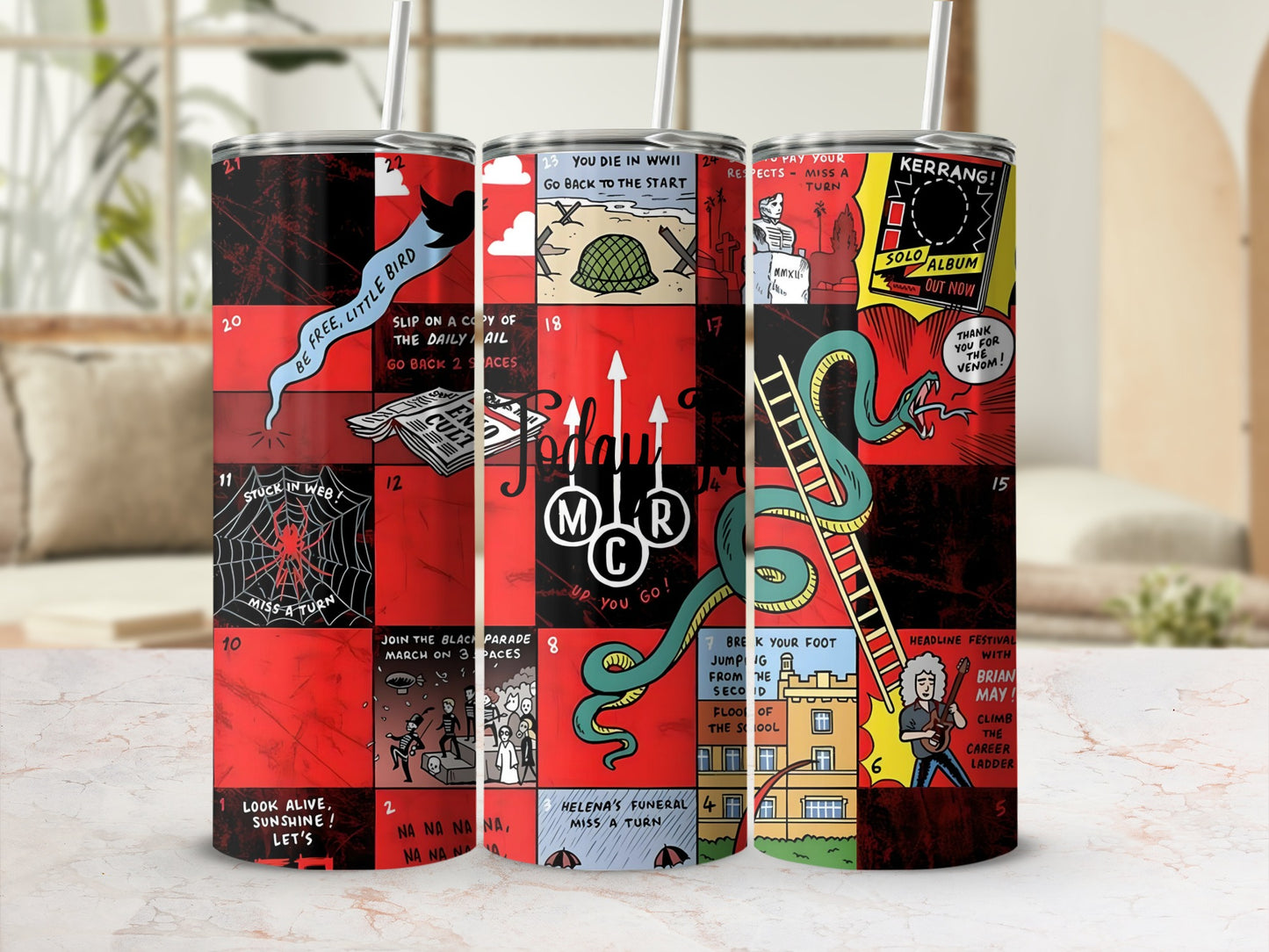 Comic Style Fun Design Red and Black Tumbler