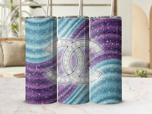 Colorful Glittery Design with Logo Tumbler Cup