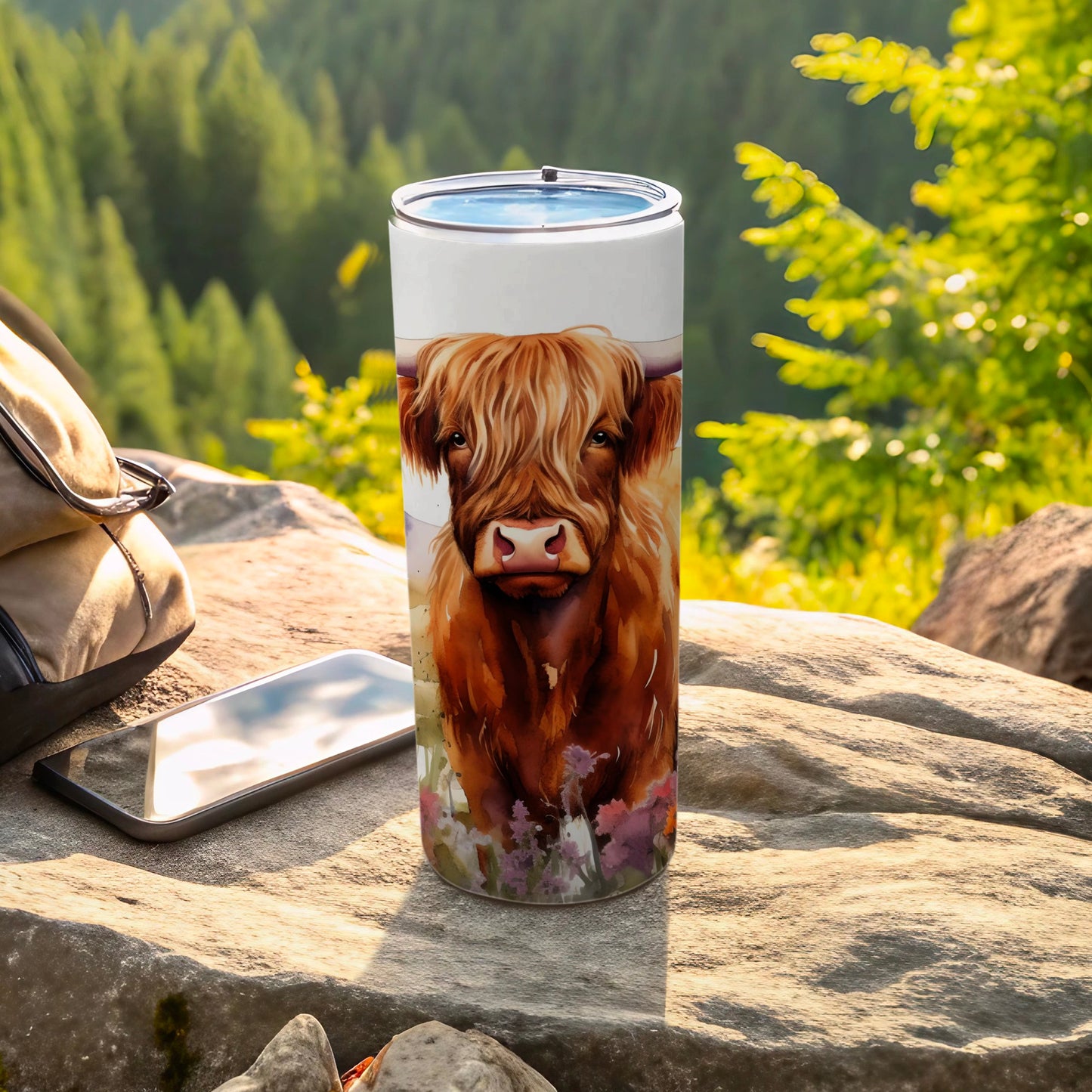 Highland Cow Travel Mug with Lid for Outdoor Adventures