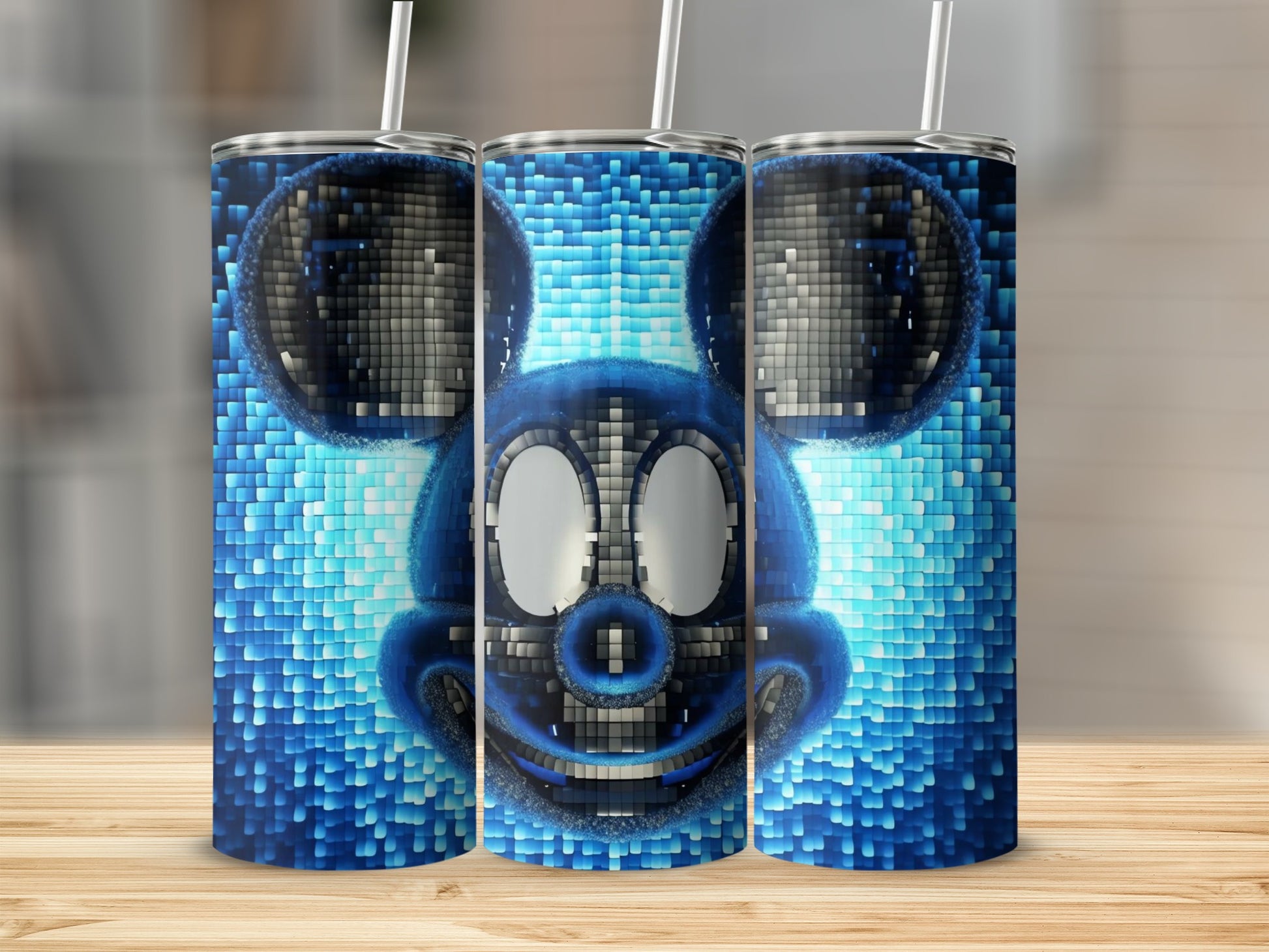 Pixelated Cartoon Character Design Tumbler Cup