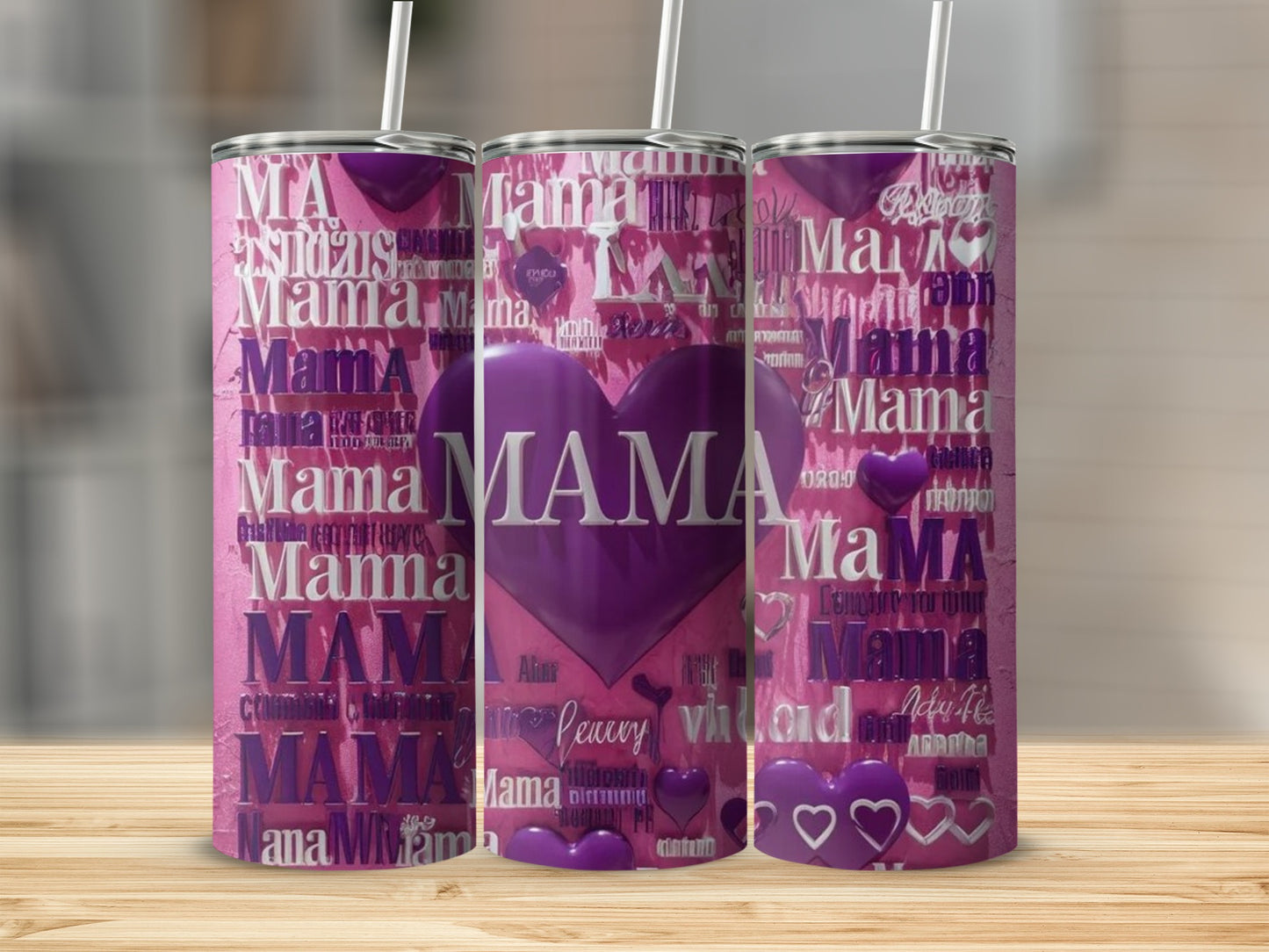Pink Mama Heart Love Design Insulated Tumbler
