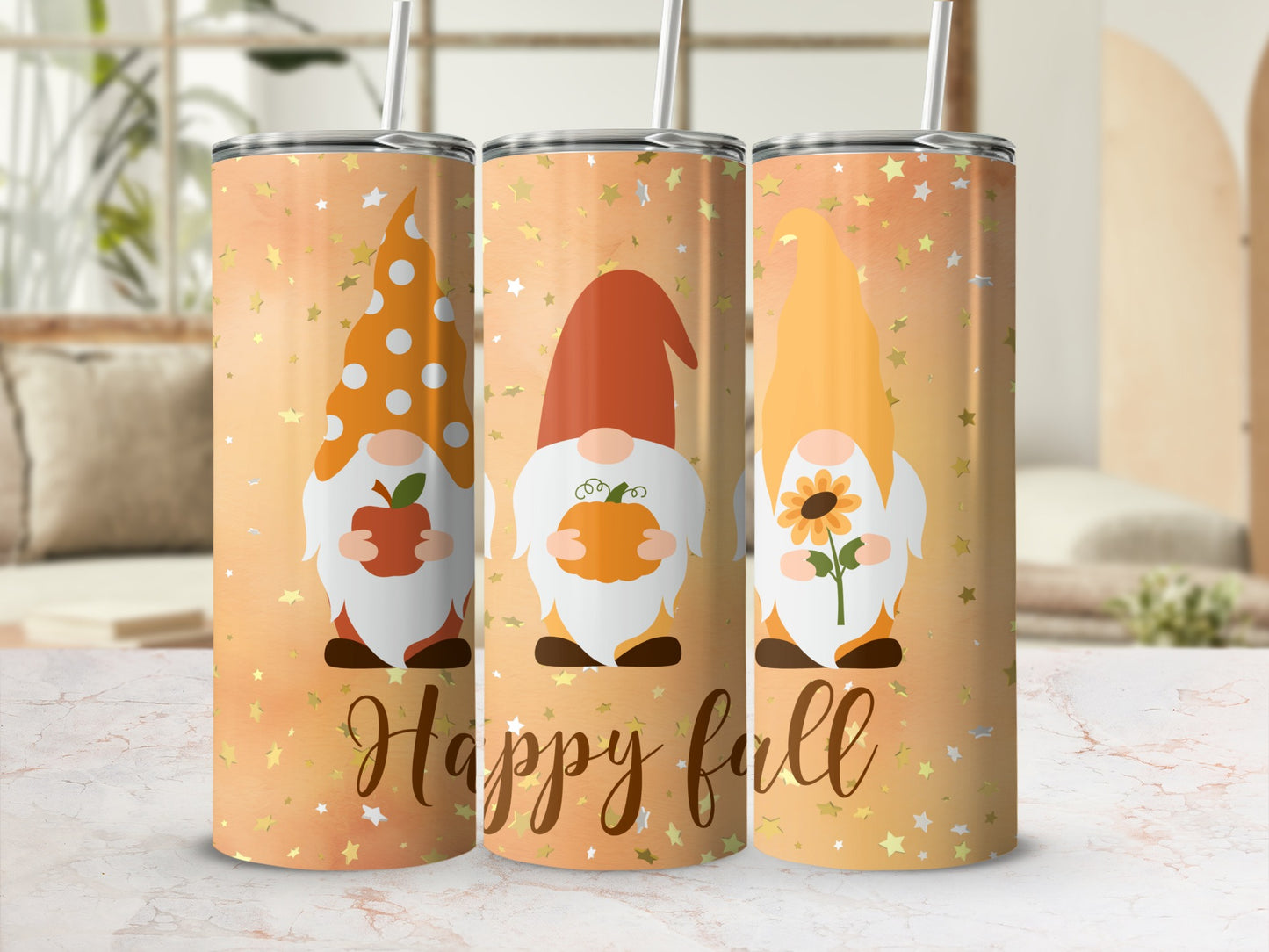 Happy Fall Gnome Design Tumbler 20oz Drinkware Cup