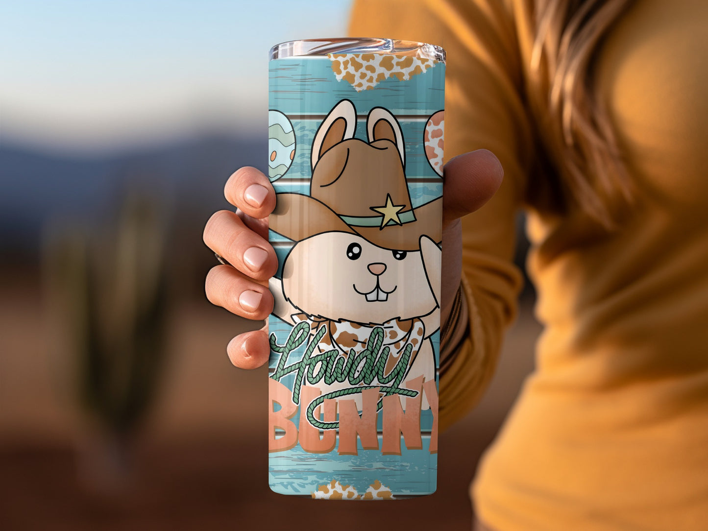 Howdy Bunny Cute Cowboy Design Tumbler Travel Mug